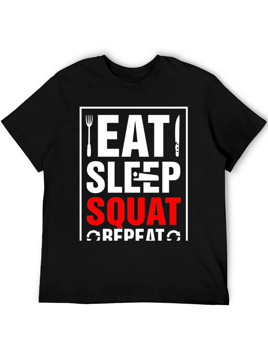 Eat Sleep Squat Repeat Black Graphic Tee