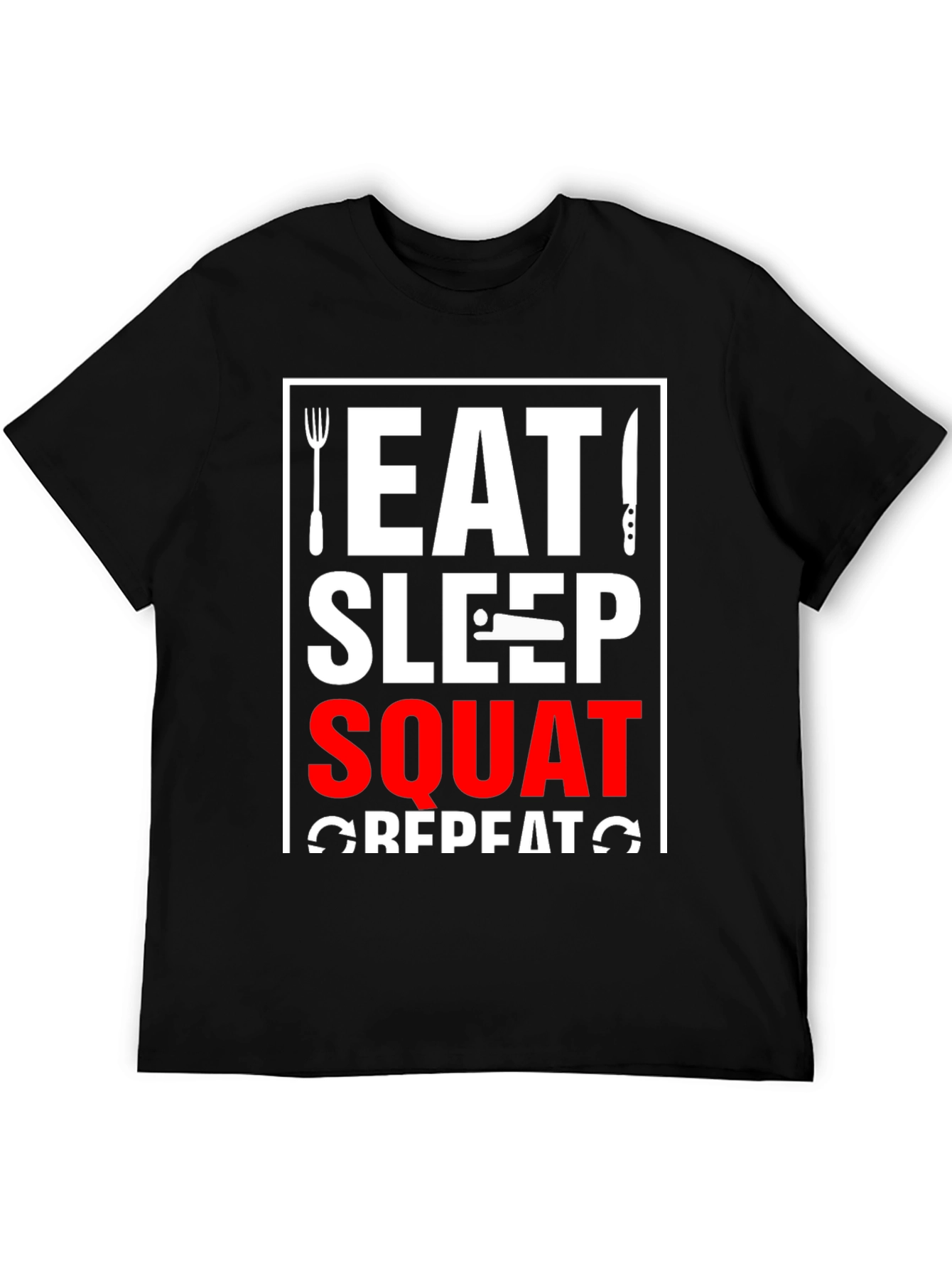 Eat Sleep Squat Repeat Black Graphic Tee