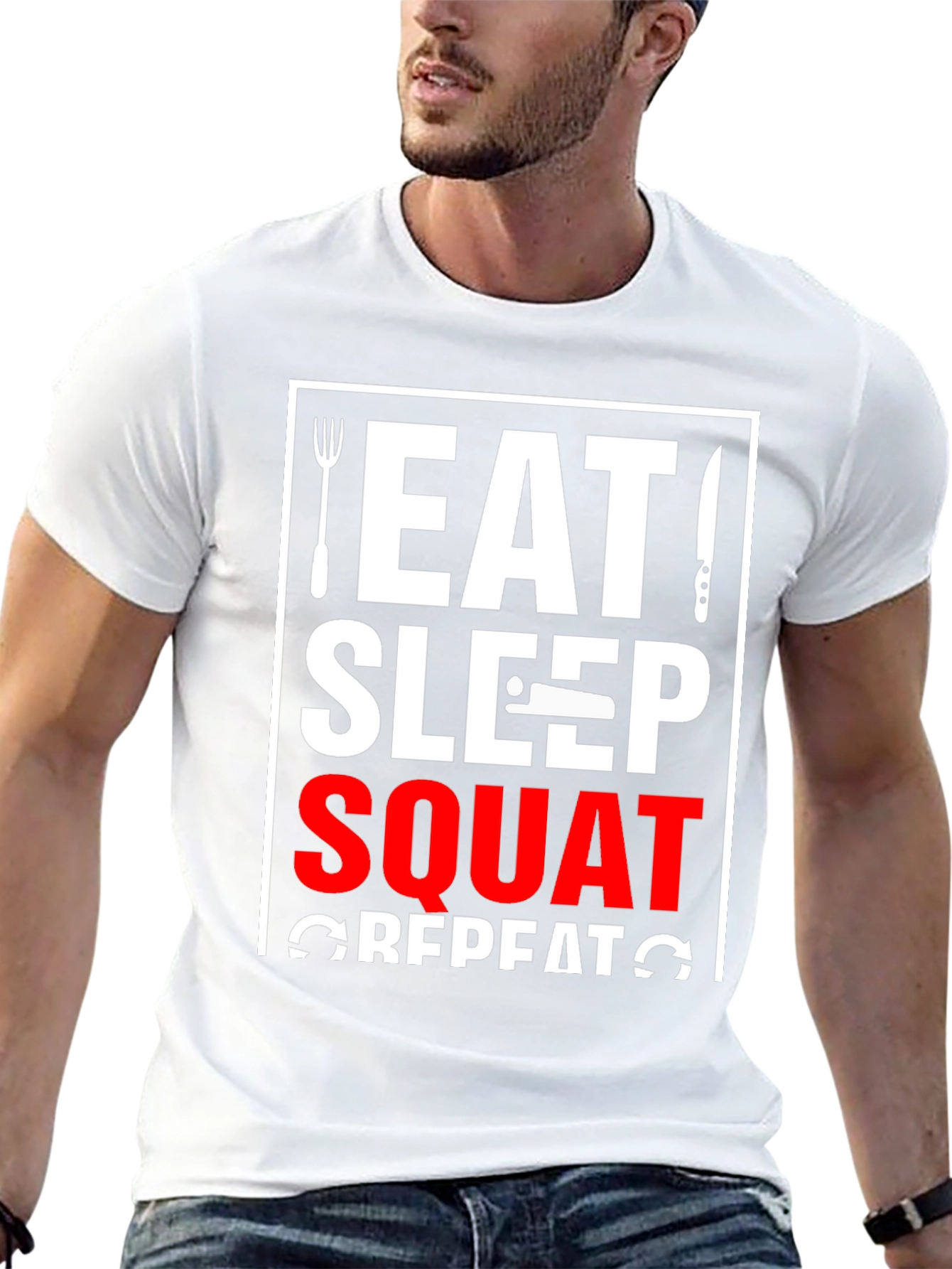 Eat Sleep Squat Repeat Black Graphic Tee
