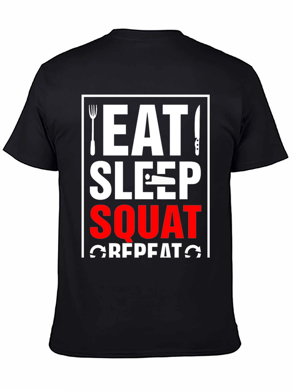 Eat Sleep Squat Repeat Black Graphic Tee