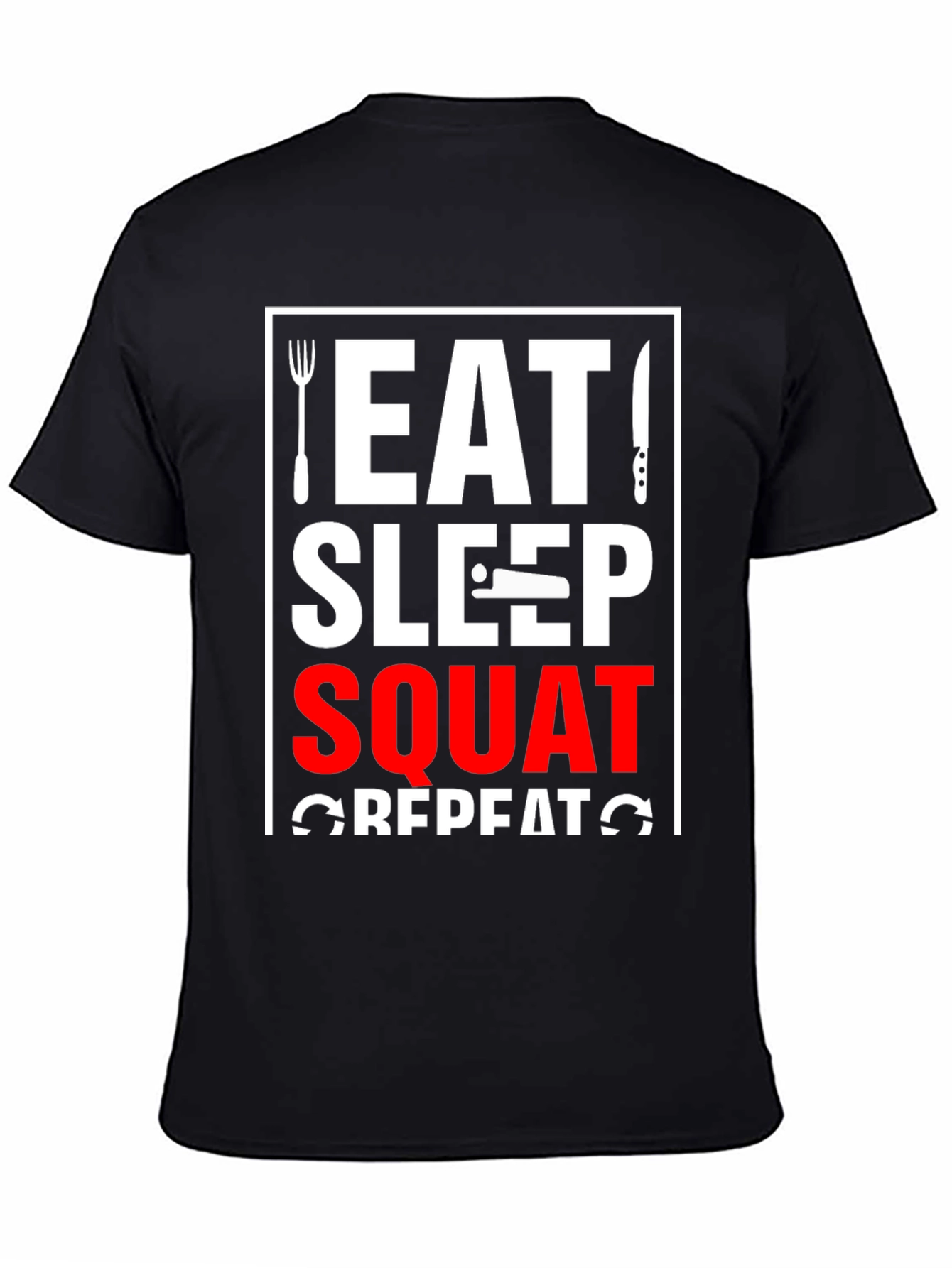 Eat Sleep Squat Repeat Black Graphic Tee