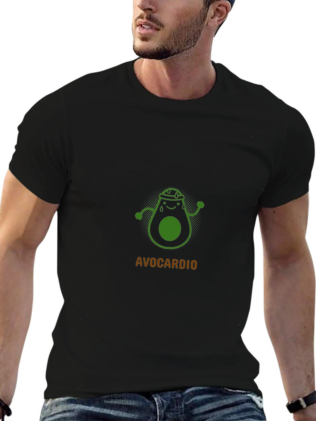 Avocardio Black T-Shirt - Funny Avocado Workout Tee