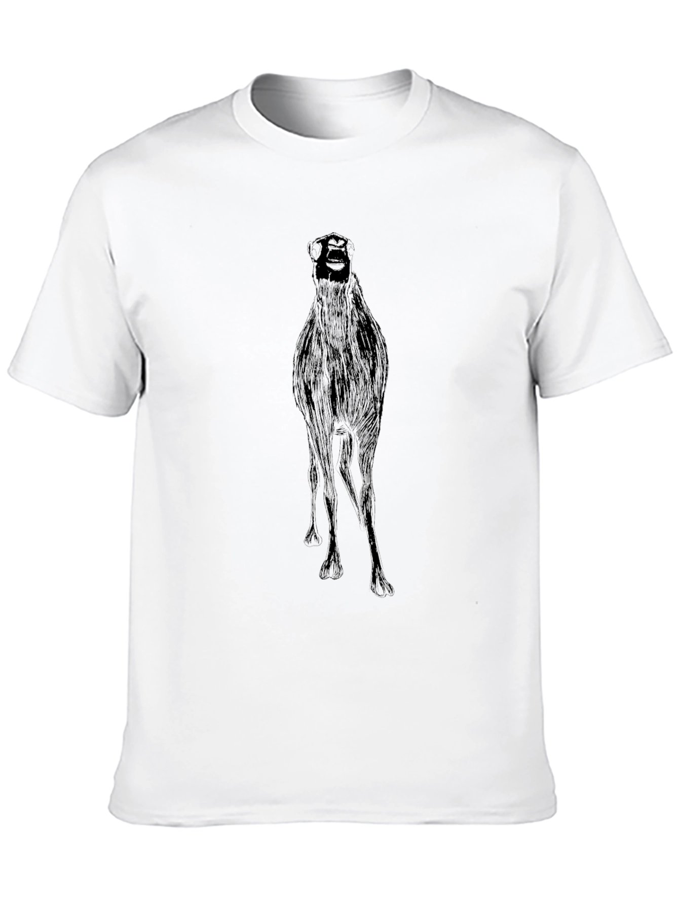 Black Graphic Tee - Quirky Ostrich Print
