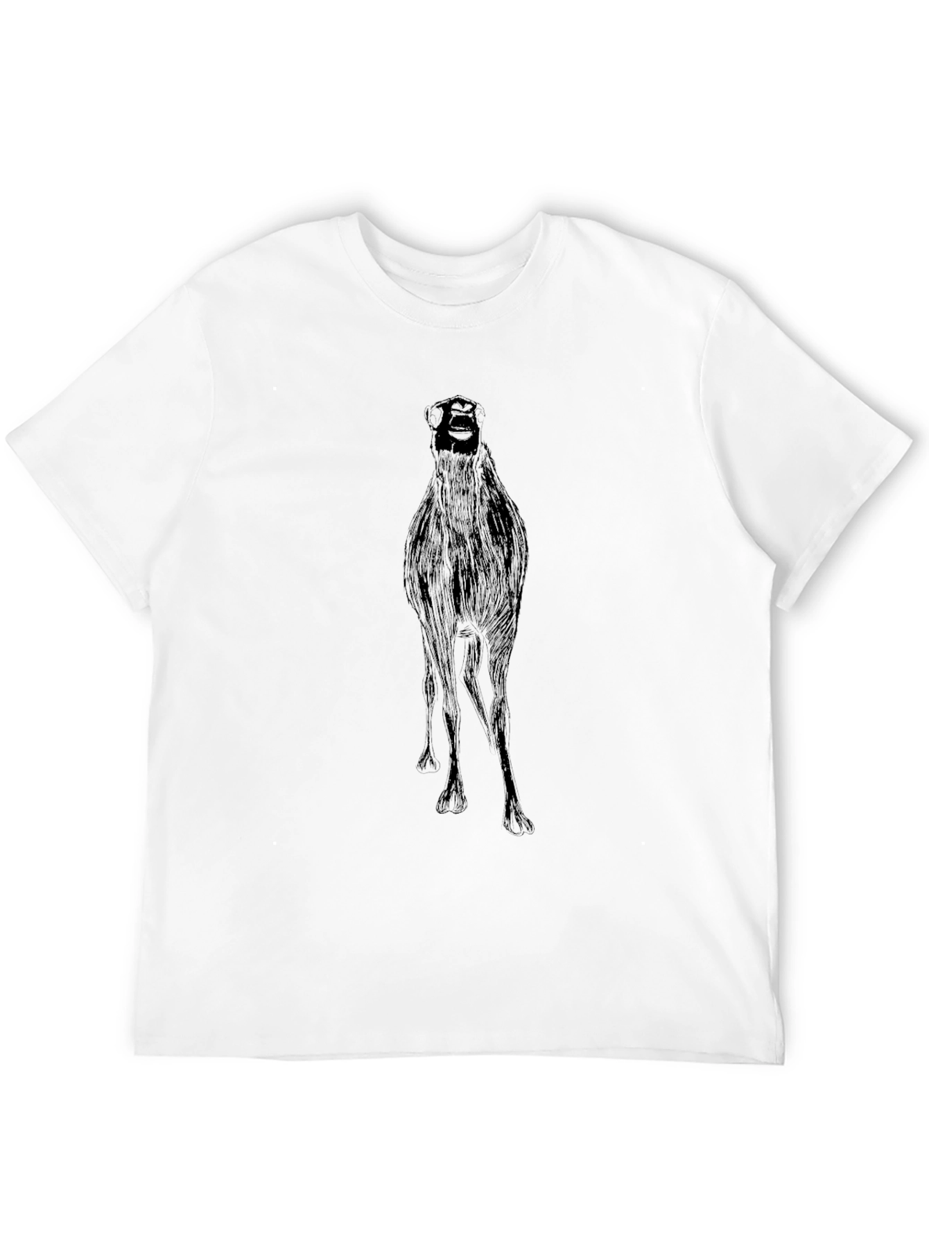 Black Graphic Tee - Quirky Ostrich Print