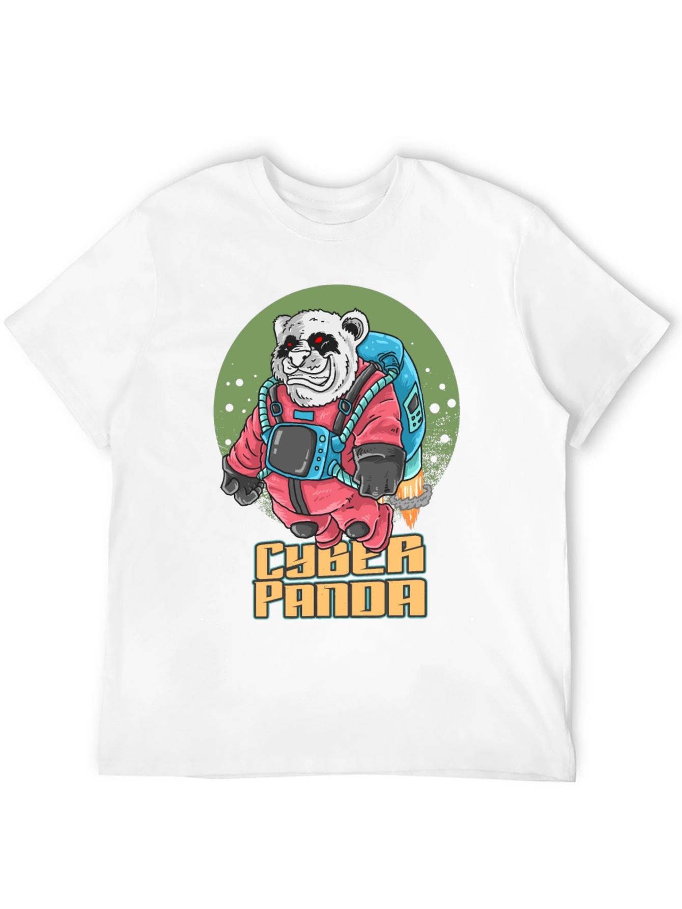 Cyber Panda Graphic T-Shirt - Trendy Crew Neck Tee
