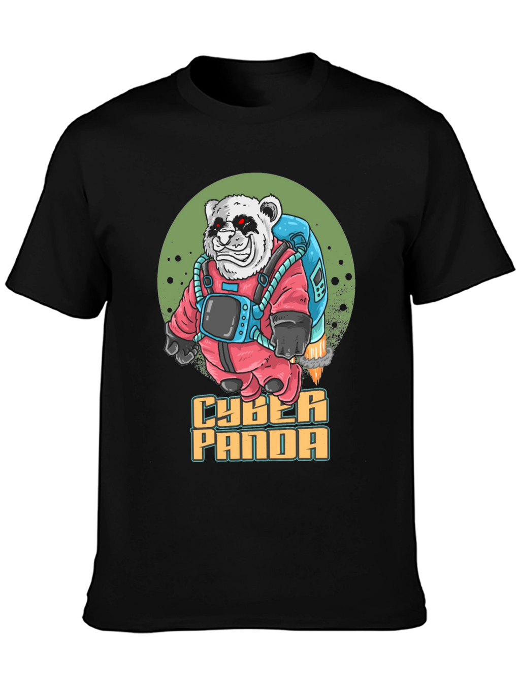 Cyber Panda Graphic T-Shirt - Trendy Crew Neck Tee