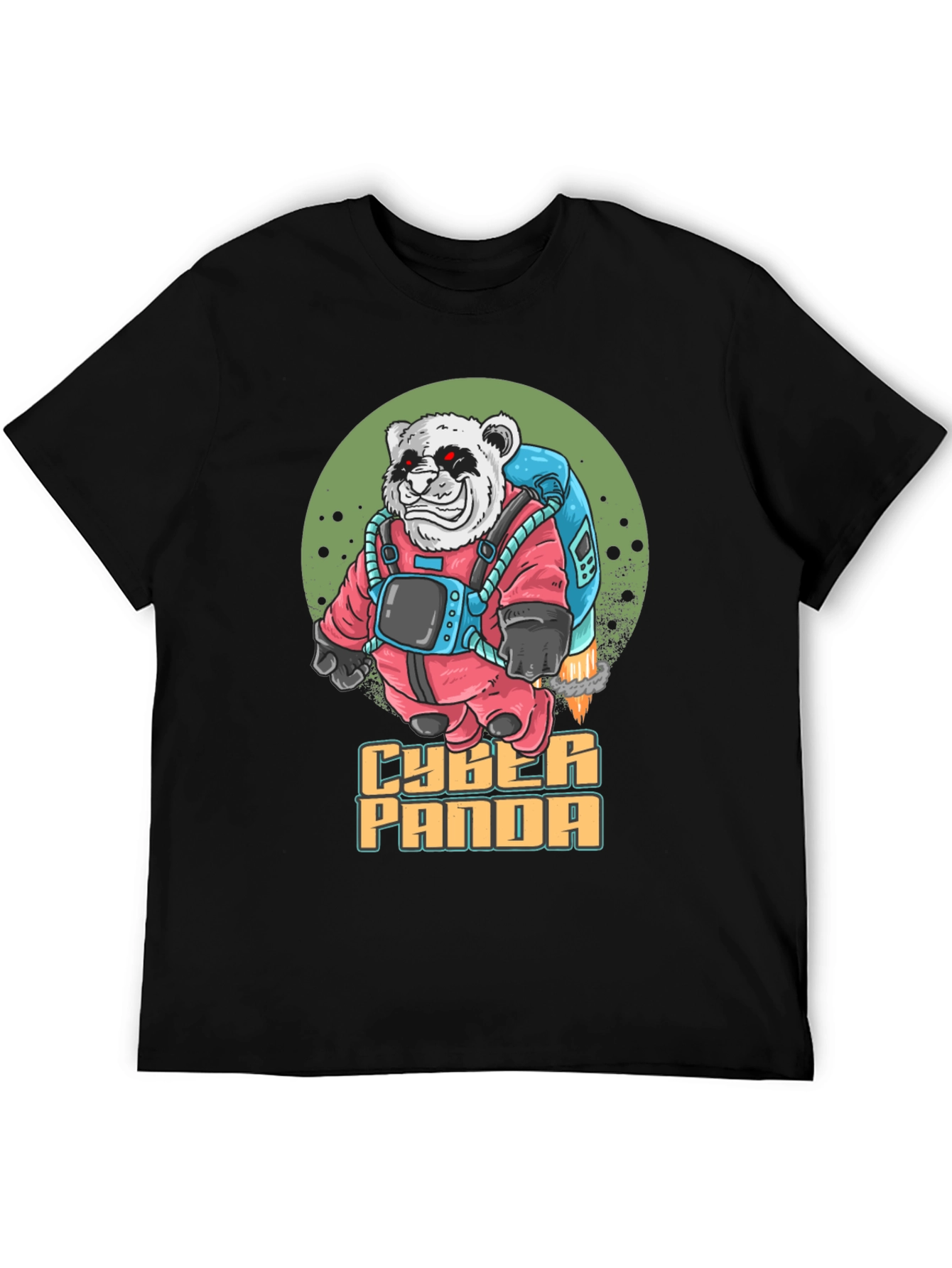 Cyber Panda Graphic T-Shirt - Trendy Crew Neck Tee