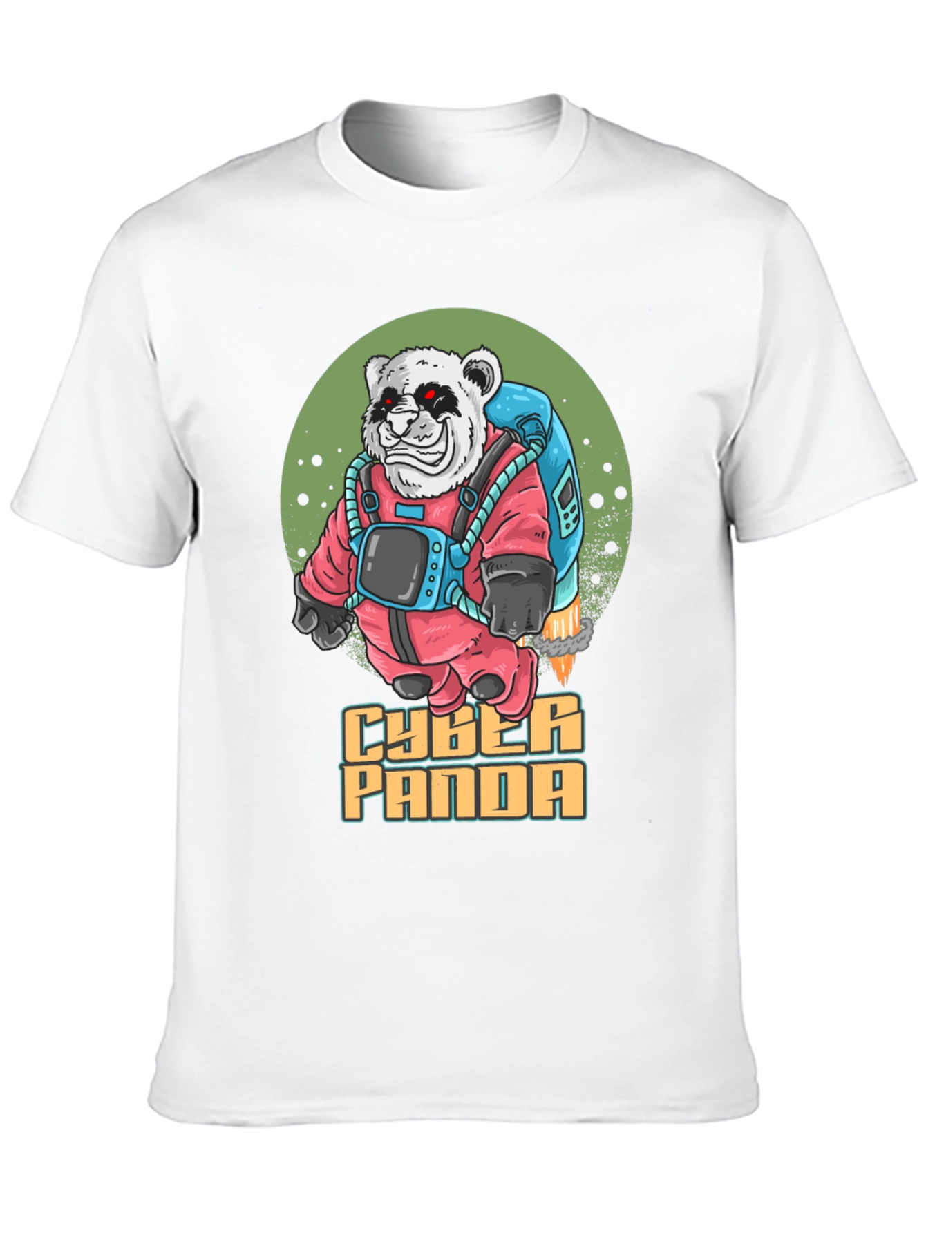 Cyber Panda Graphic T-Shirt - Trendy Crew Neck Tee