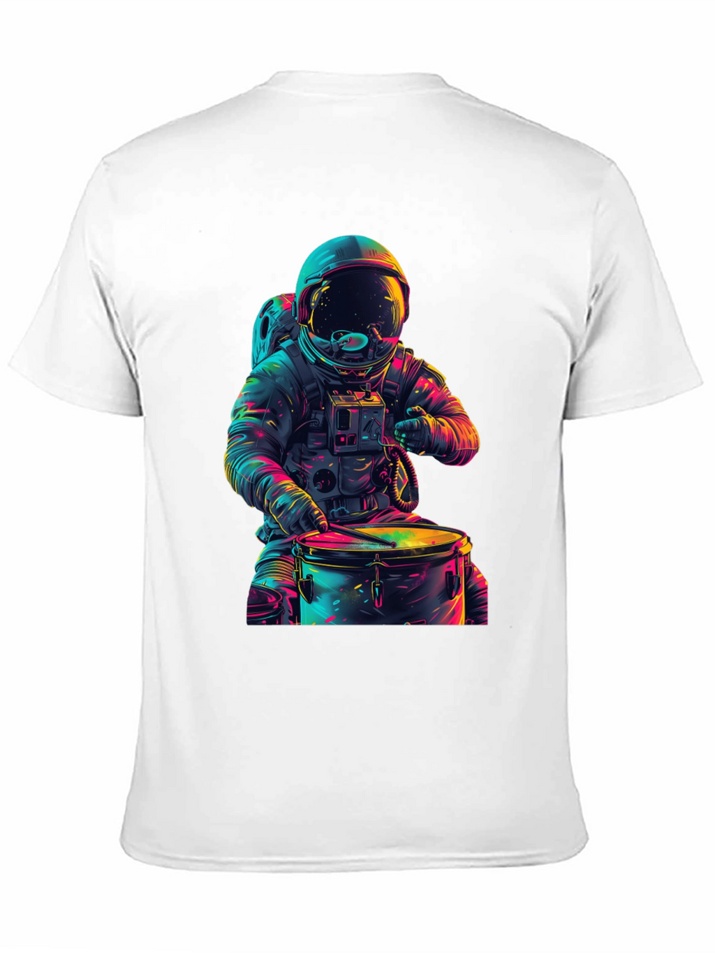 Astronaut Drummer Graphic Tee - Cosmic Beats T-Shirt