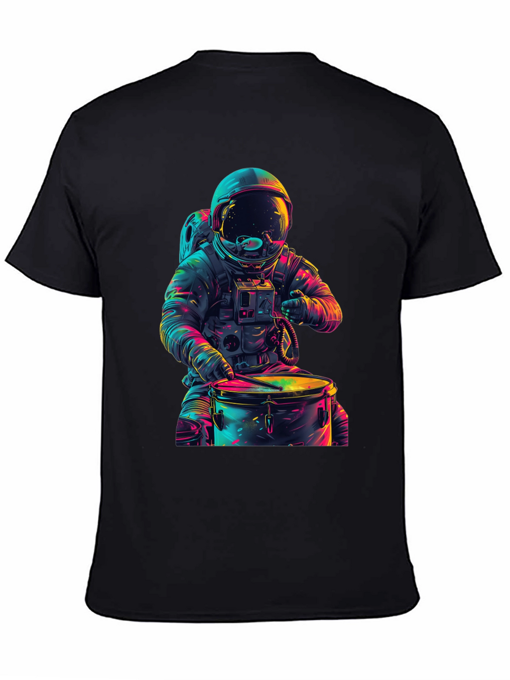 Astronaut Drummer Graphic Tee - Cosmic Beats T-Shirt