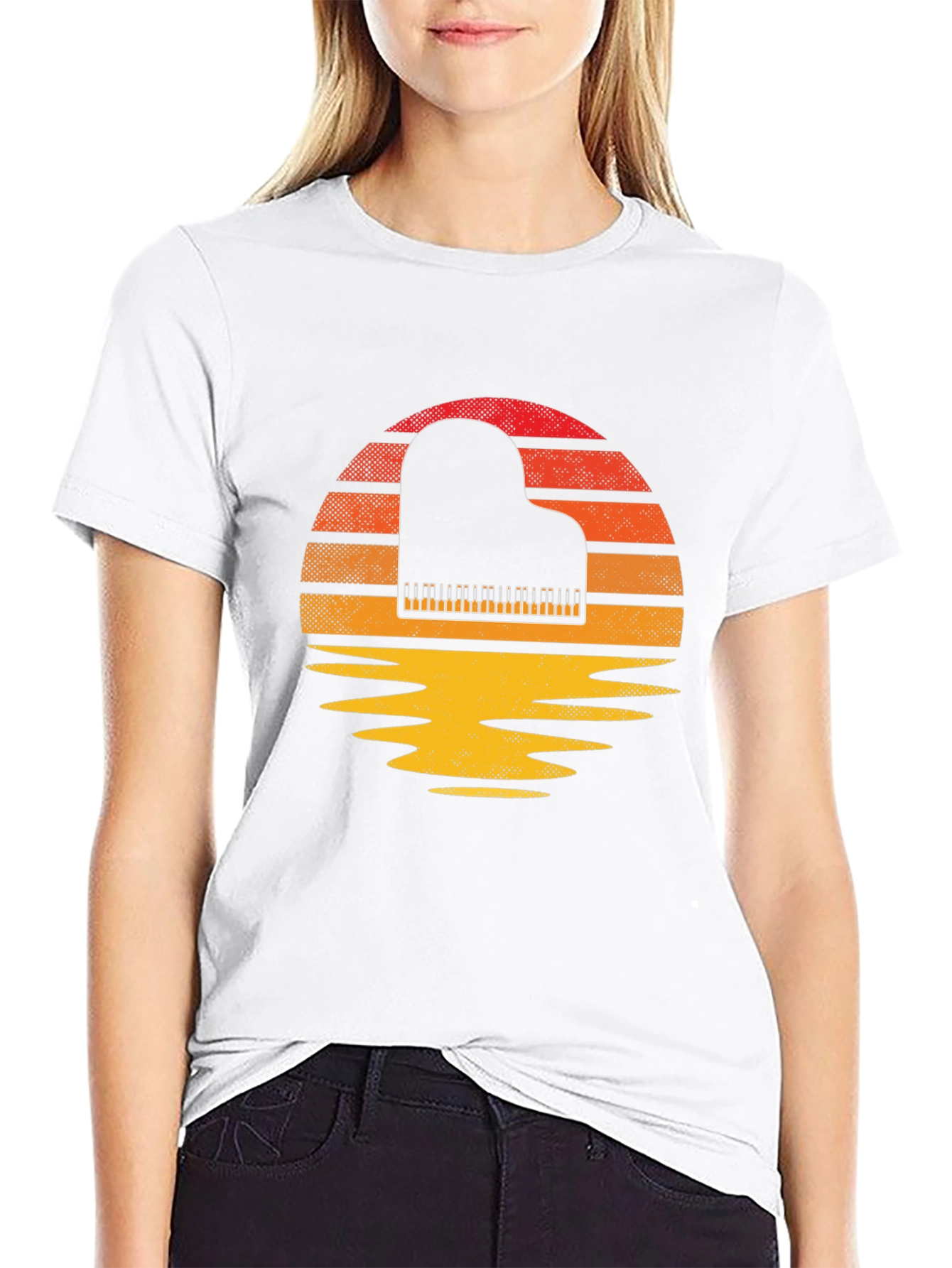 Retro Piano Sunset Graphic Tee