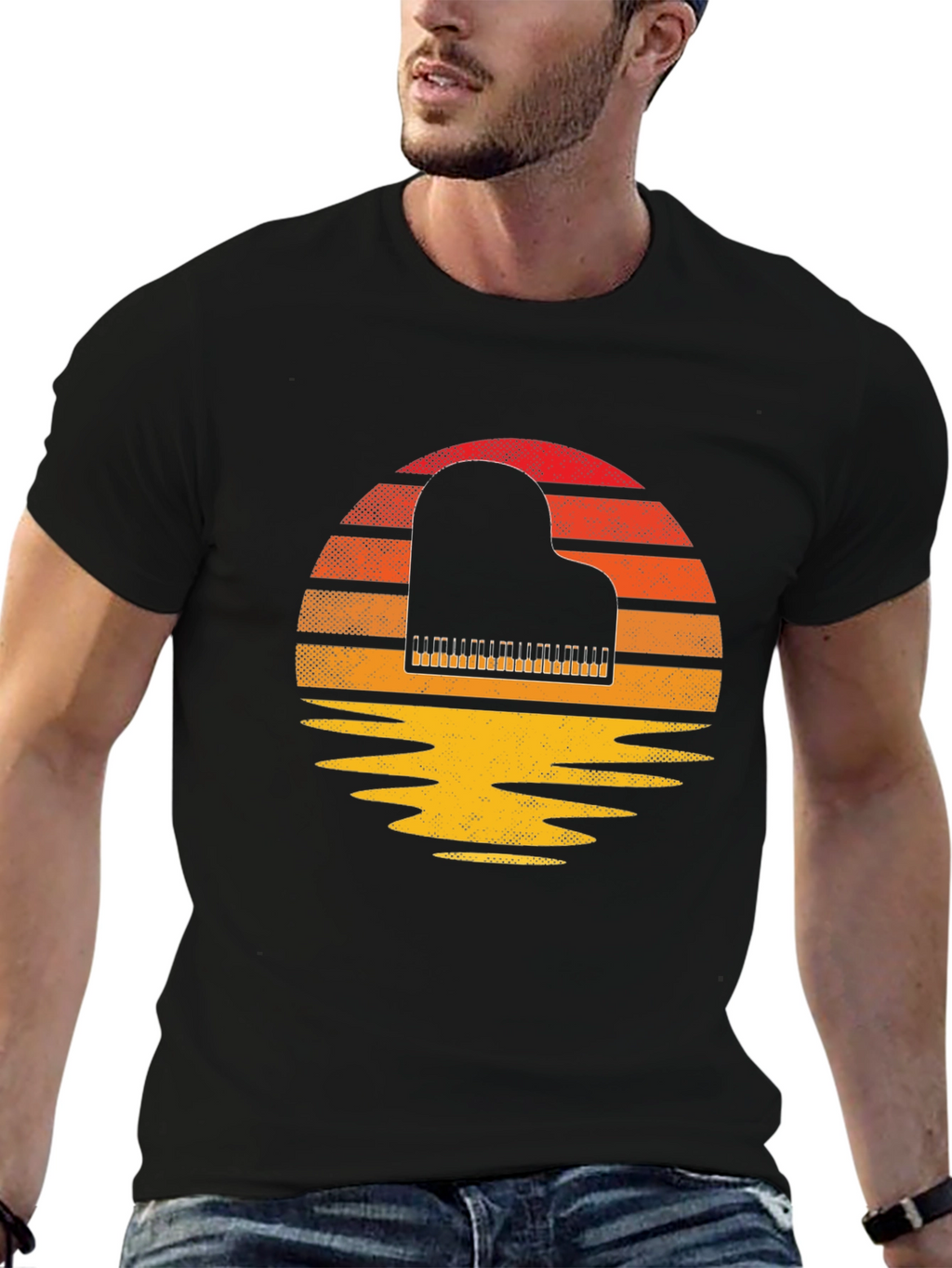 Retro Piano Sunset Graphic Tee