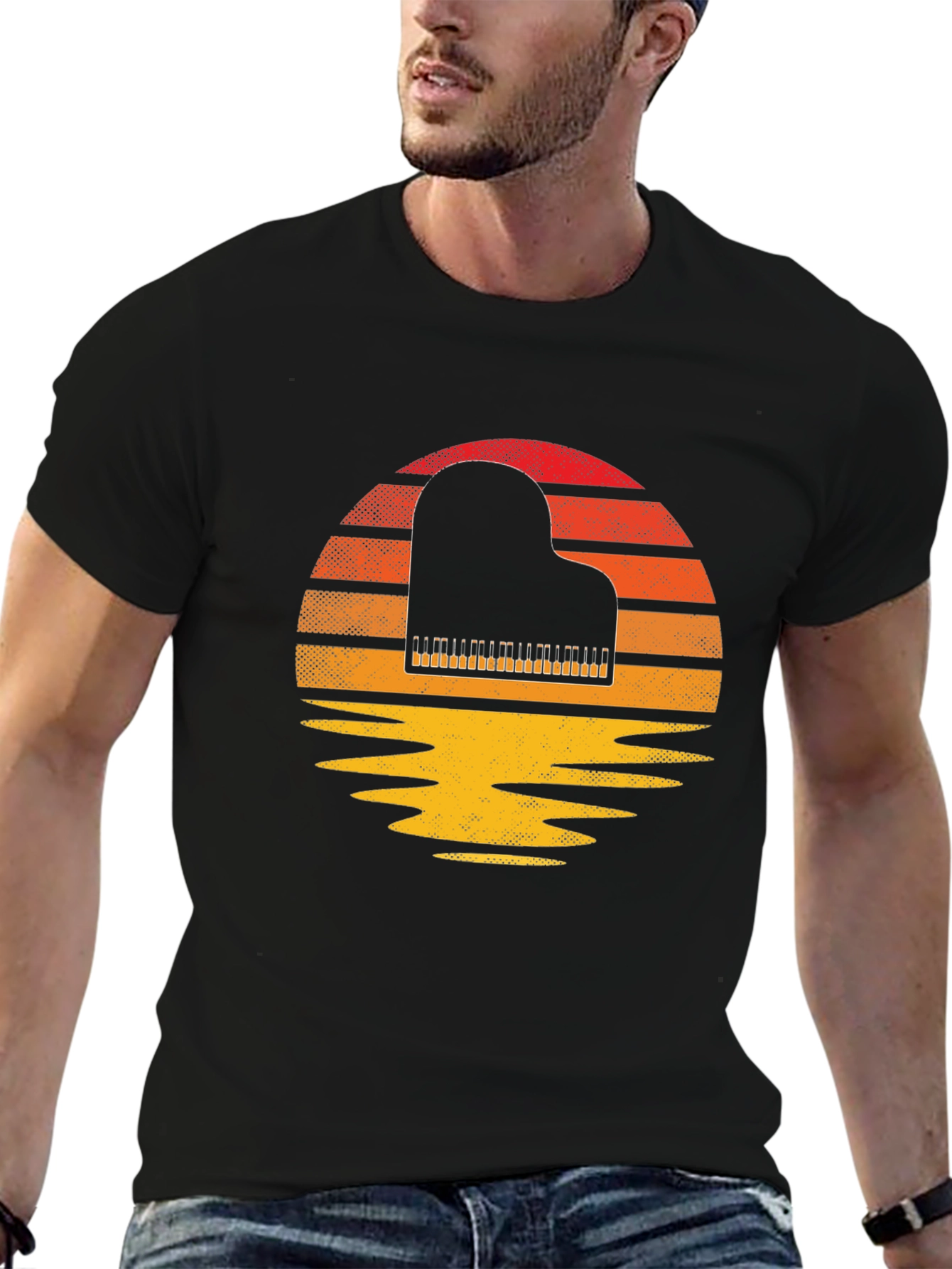 Retro Piano Sunset Graphic Tee