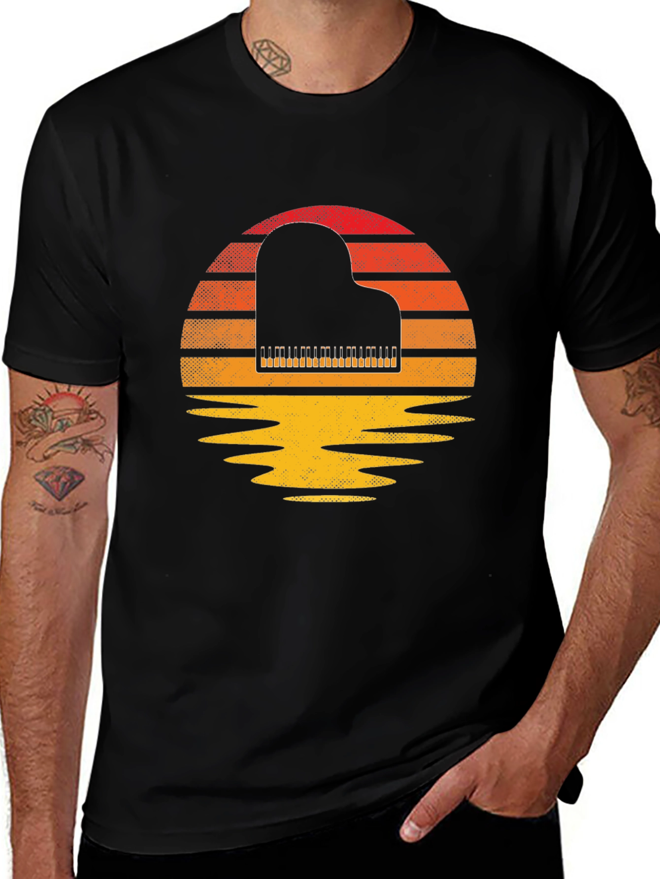 Retro Piano Sunset Graphic Tee