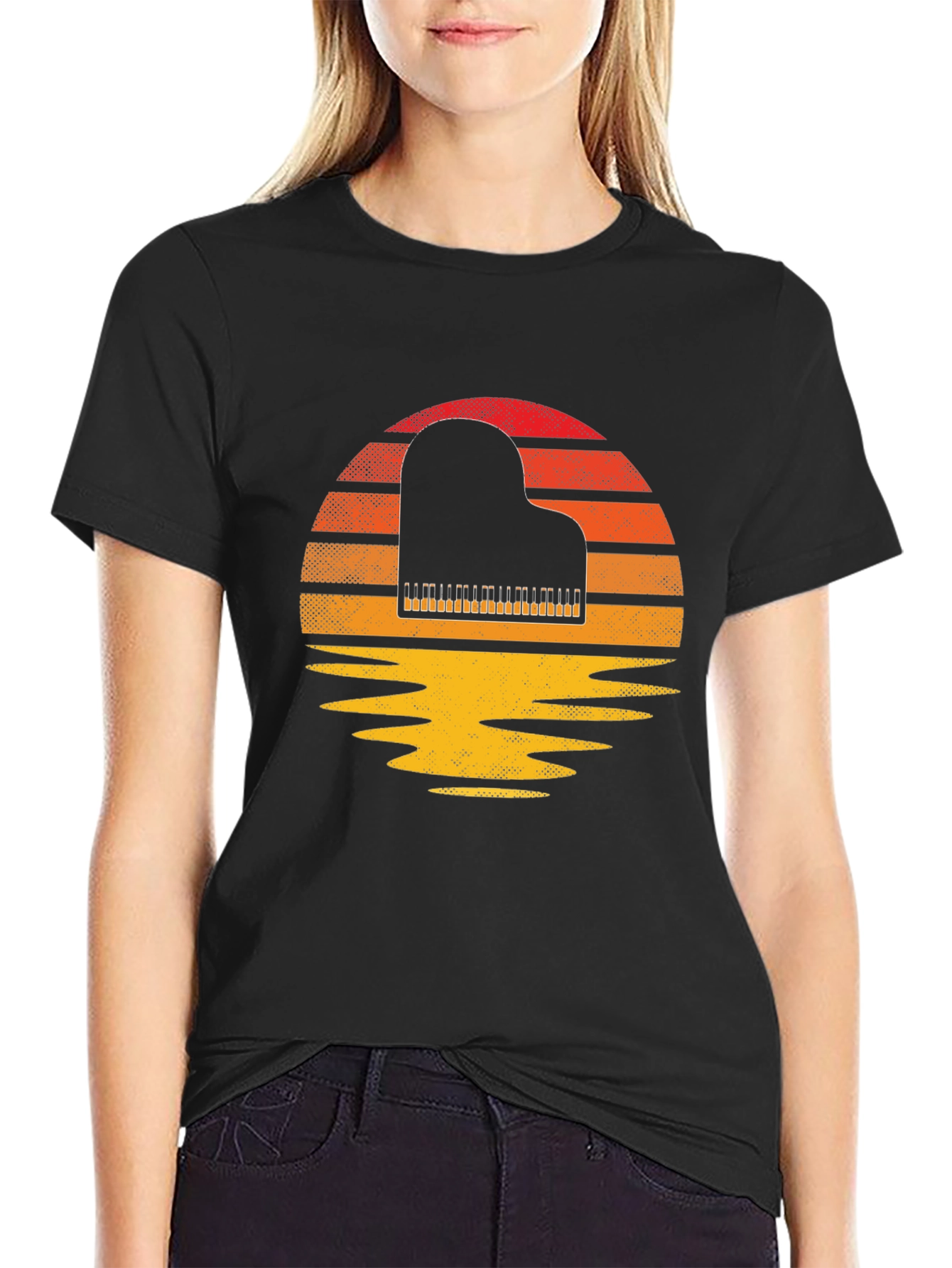 Retro Piano Sunset Graphic Tee