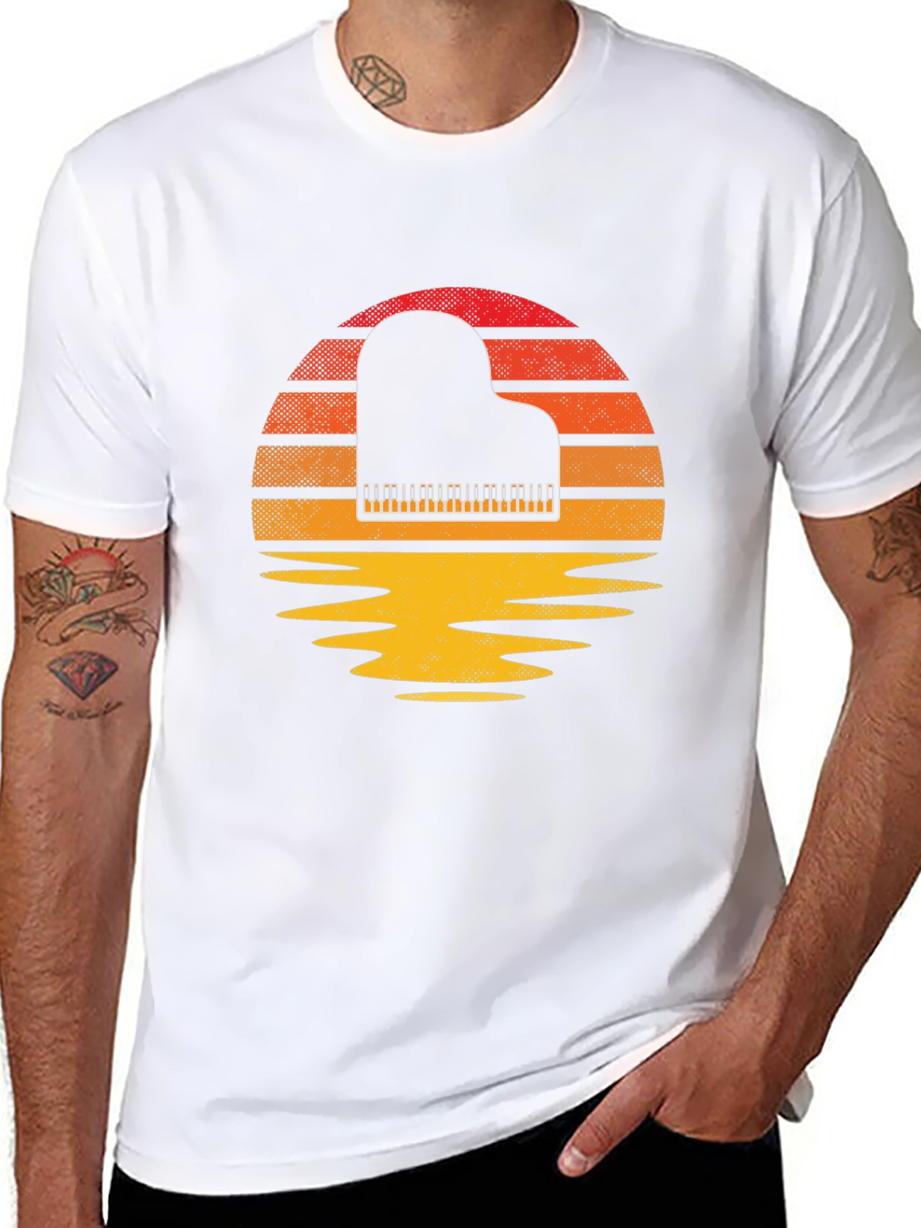 Retro Piano Sunset Graphic Tee