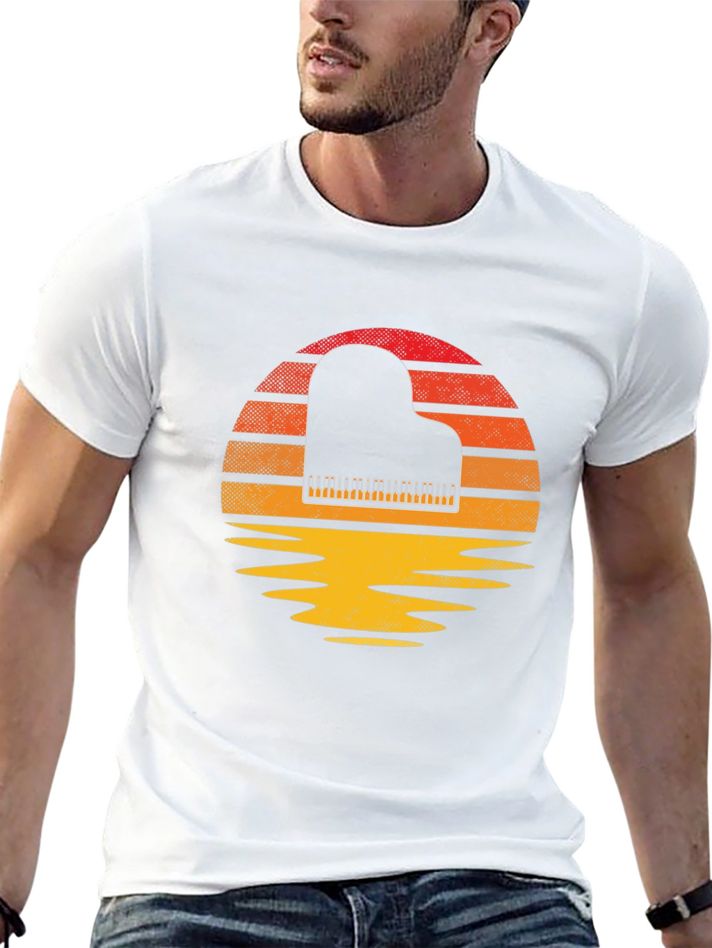 Retro Piano Sunset Graphic Tee