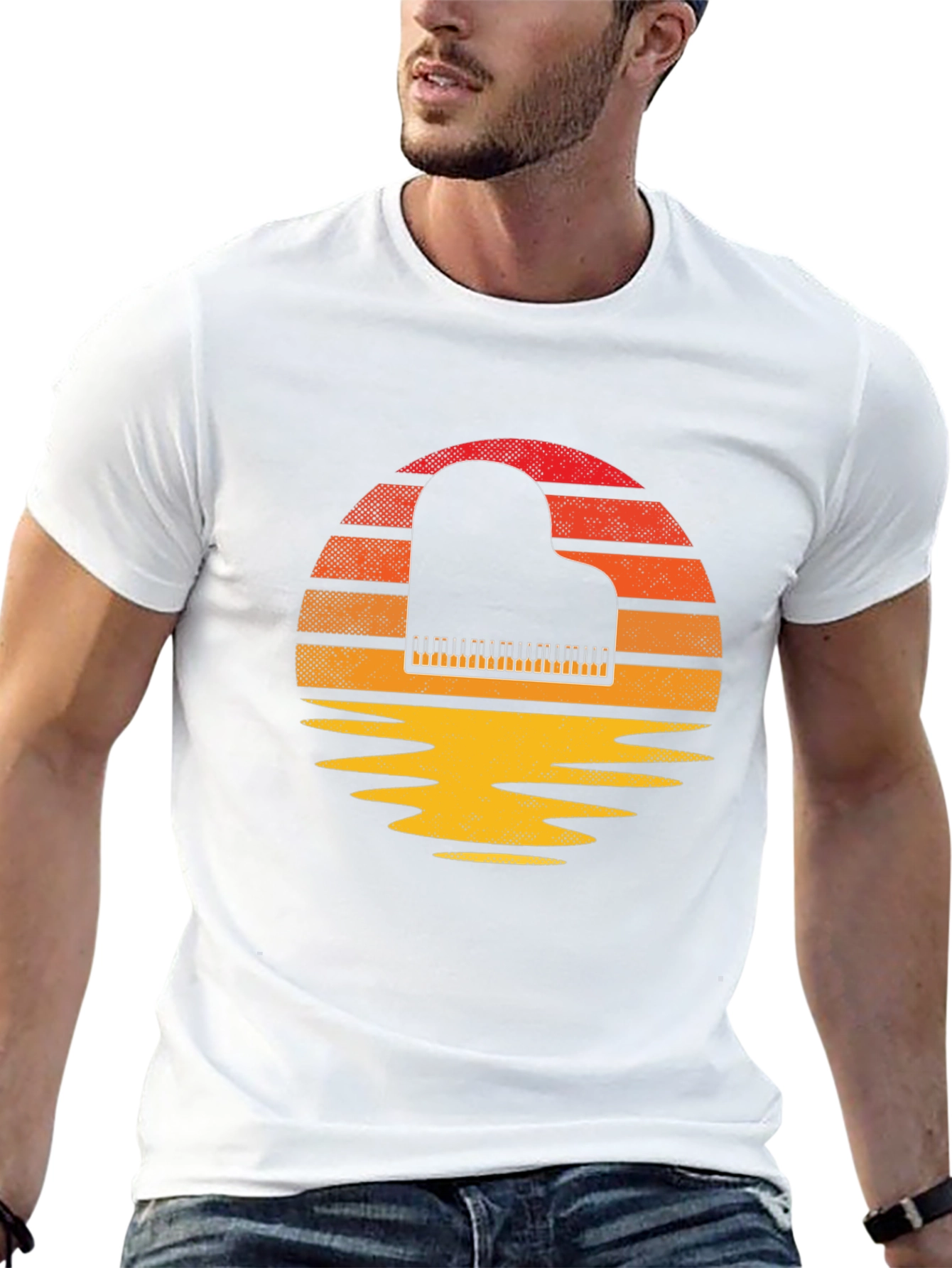 Retro Piano Sunset Graphic Tee