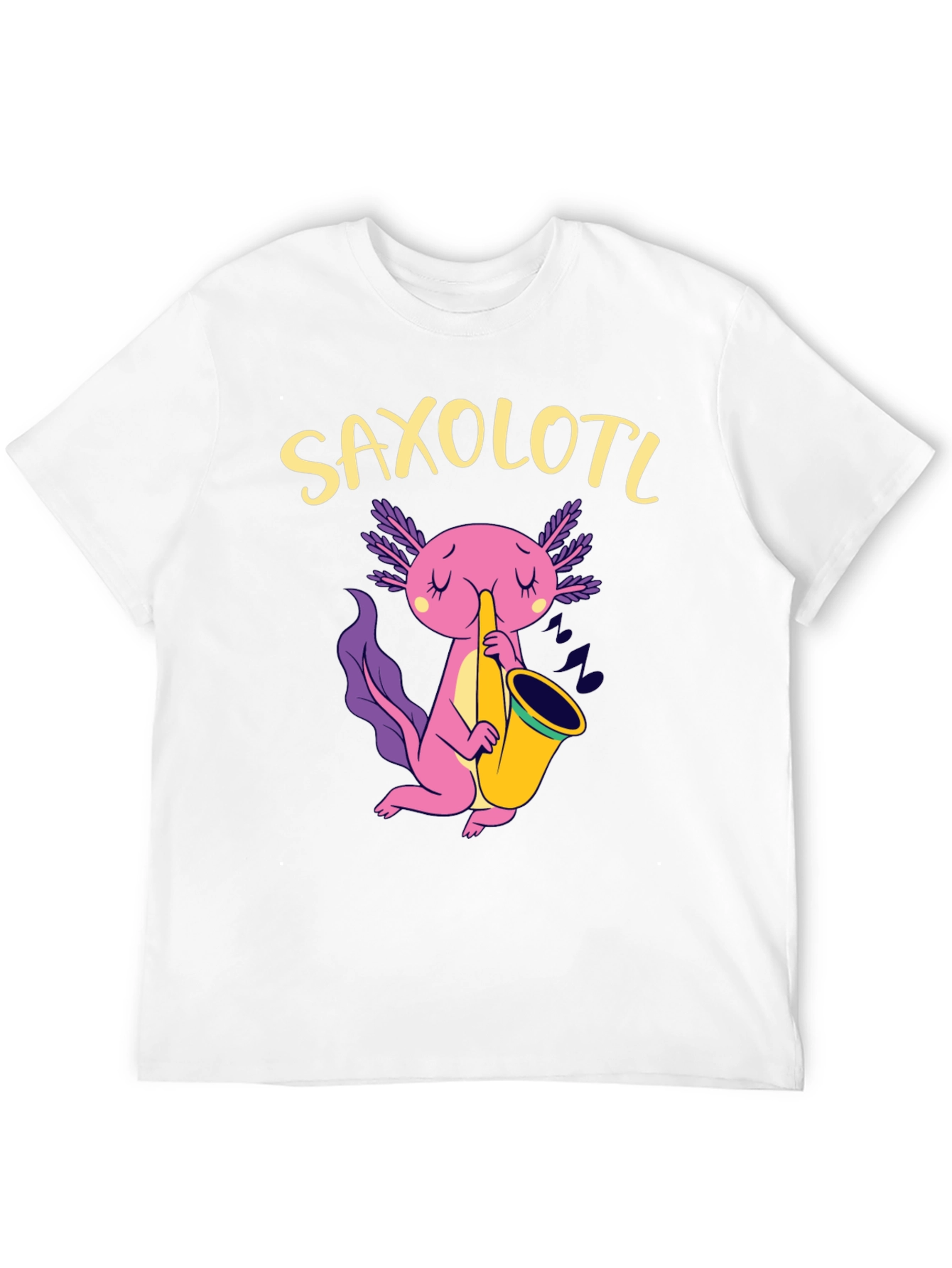 Saxolotl Black T-Shirt - Axolotl Saxophone Player