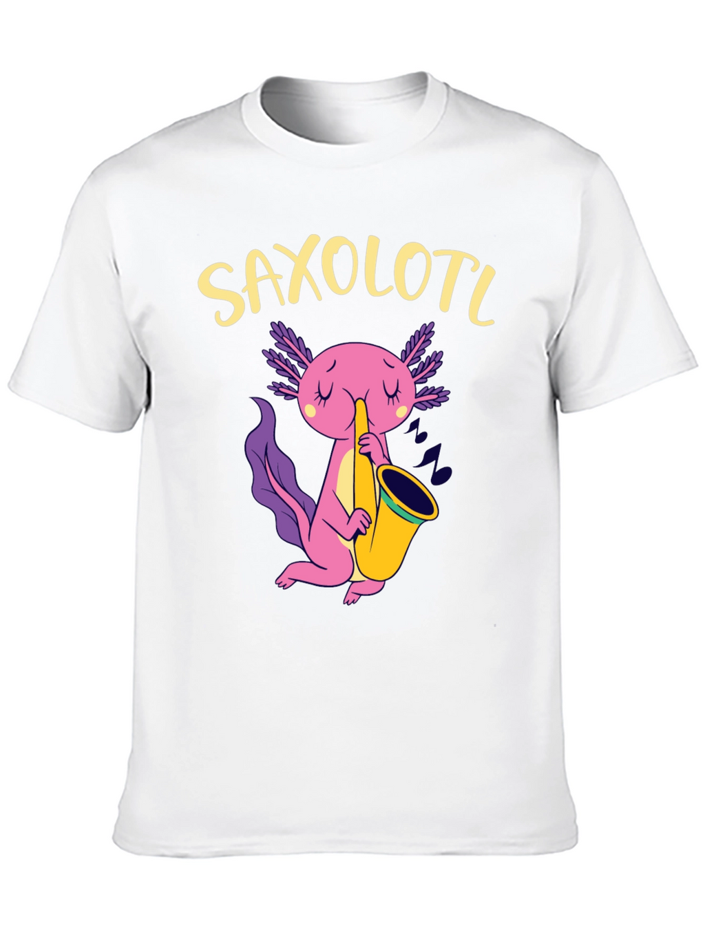 Saxolotl Black T-Shirt - Axolotl Saxophone Player