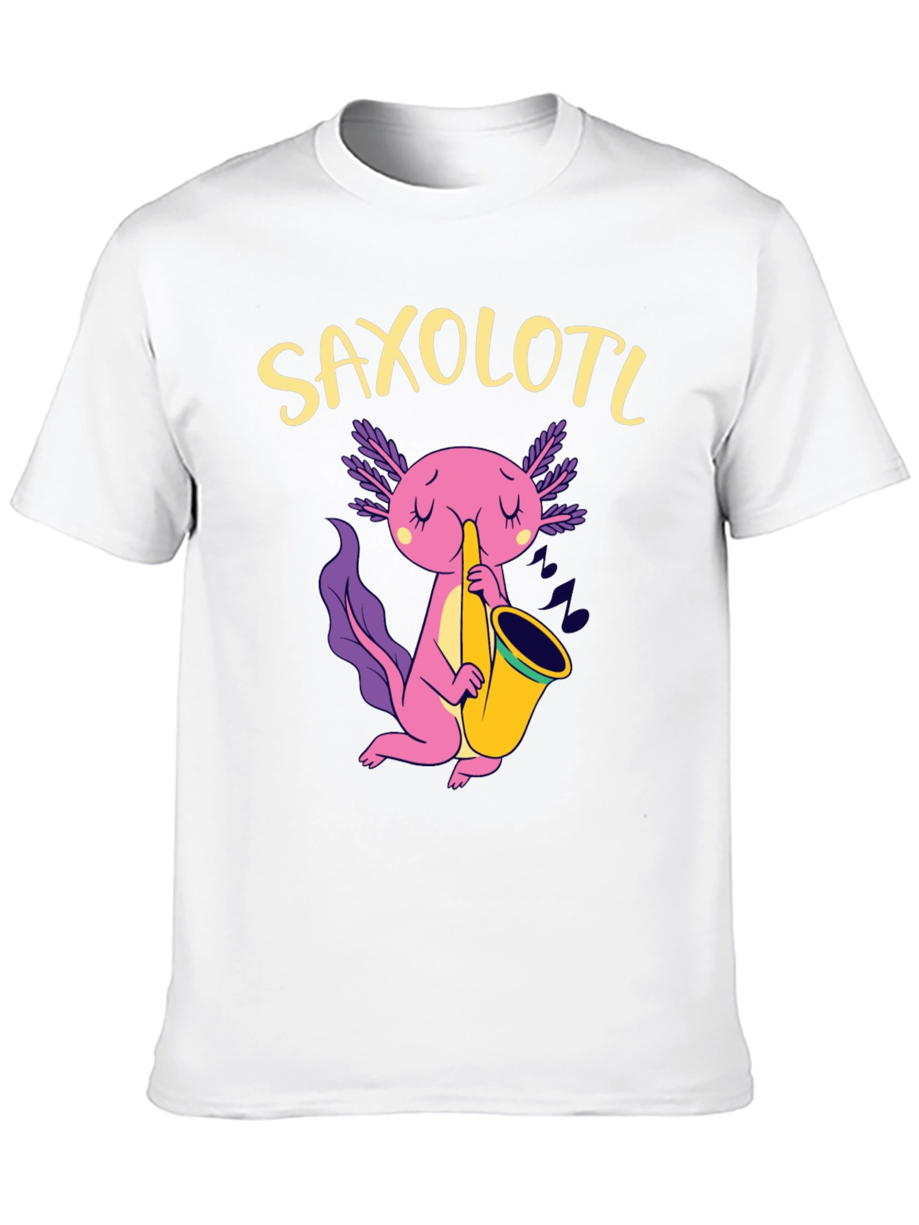 Saxolotl Black T-Shirt - Axolotl Saxophone Player