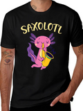 Saxolotl Black T-Shirt - Axolotl Saxophone Player