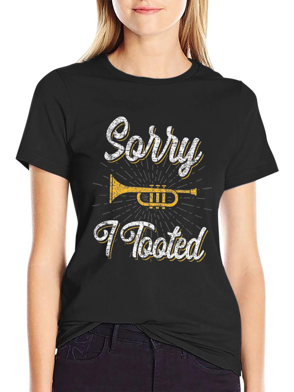 Sorry I Tooted Trumpet Black T-Shirt