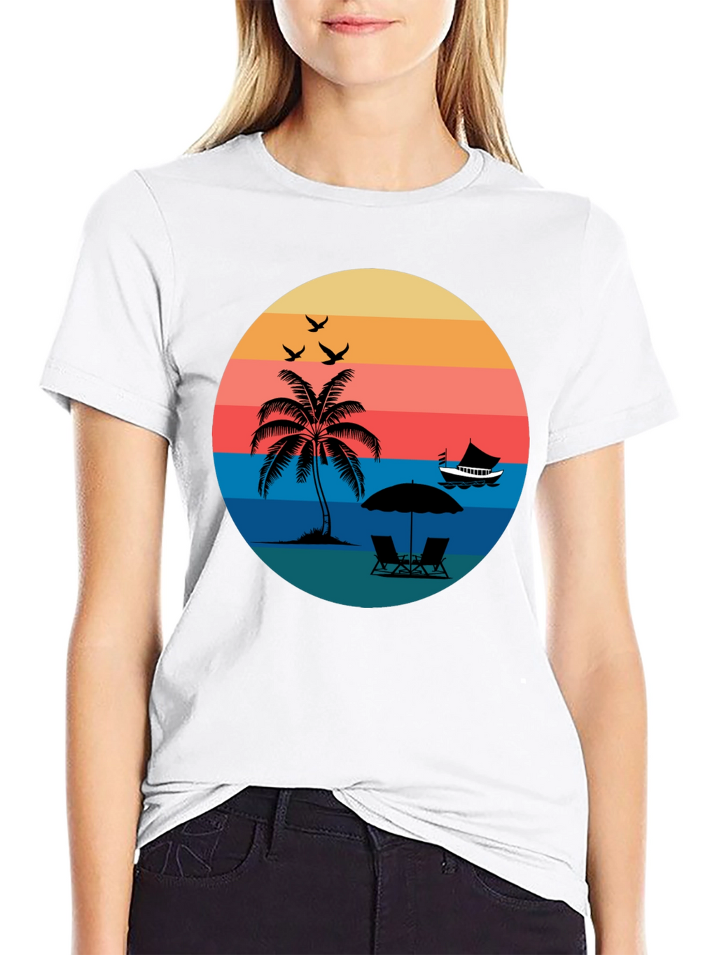 Retro Sunset Beach T-Shirt