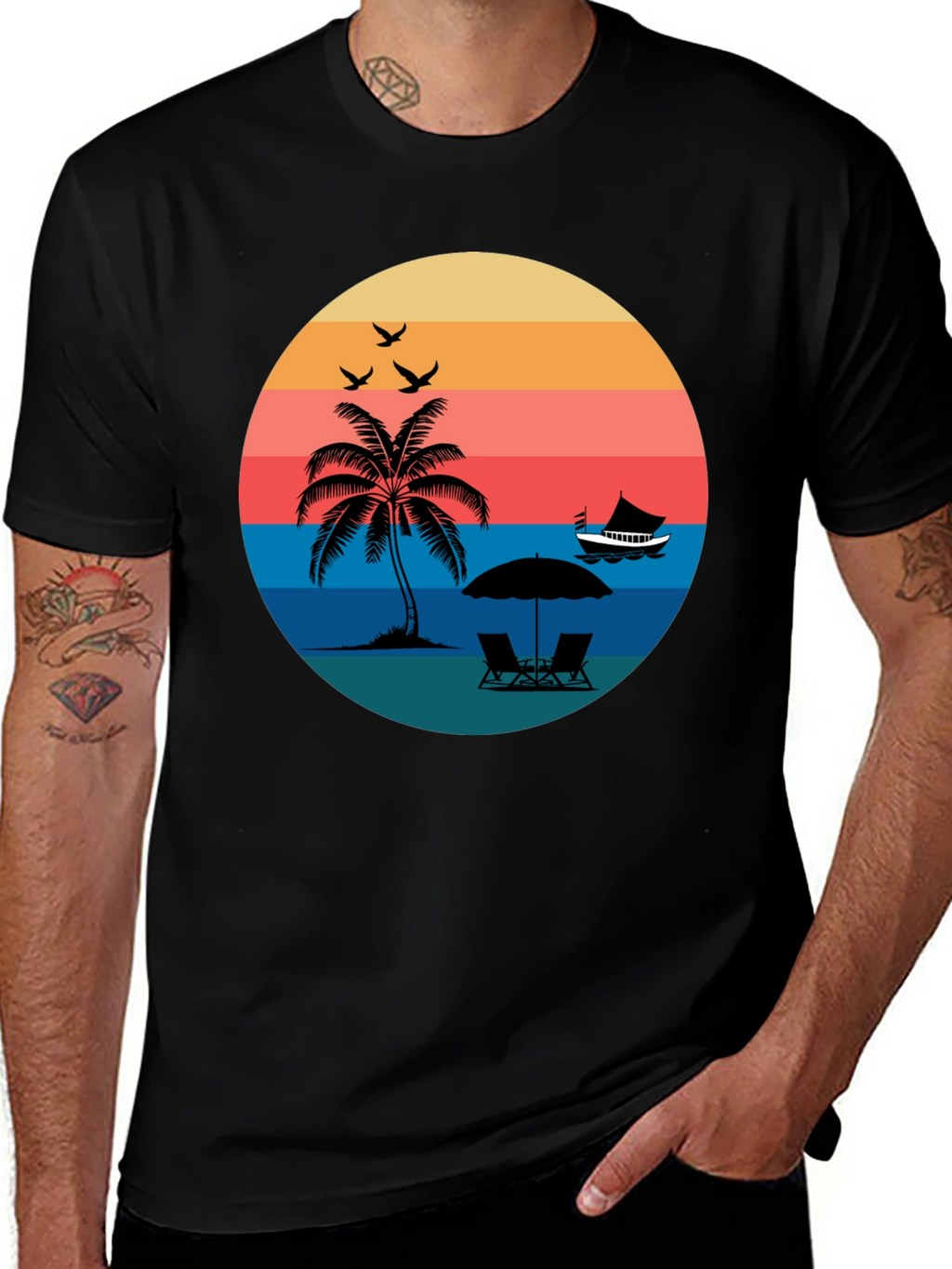 Retro Sunset Beach T-Shirt