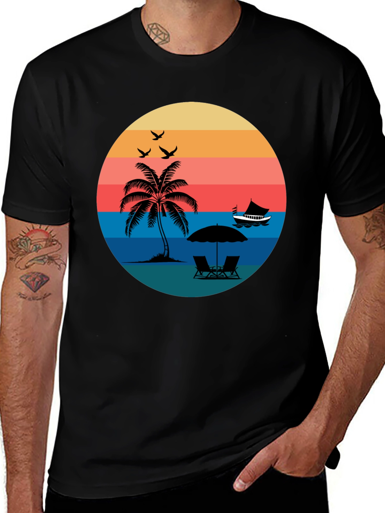 Retro Sunset Beach T-Shirt