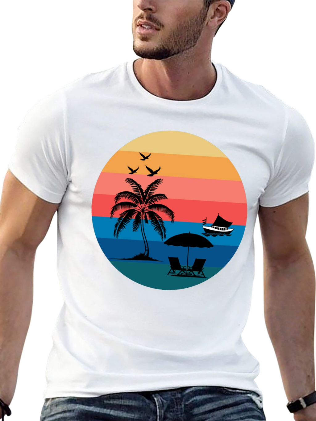 Retro Sunset Beach T-Shirt
