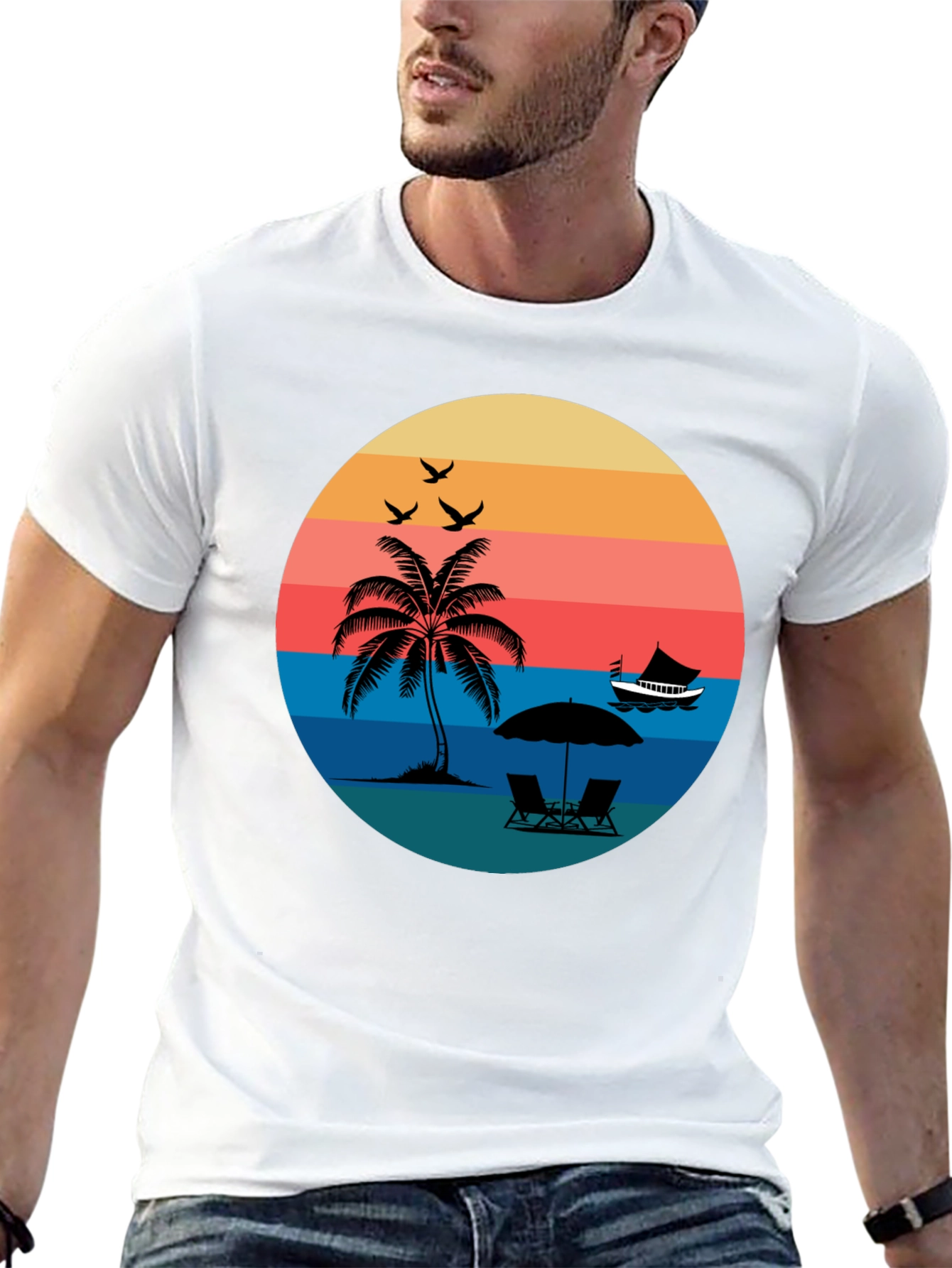 Retro Sunset Beach T-Shirt