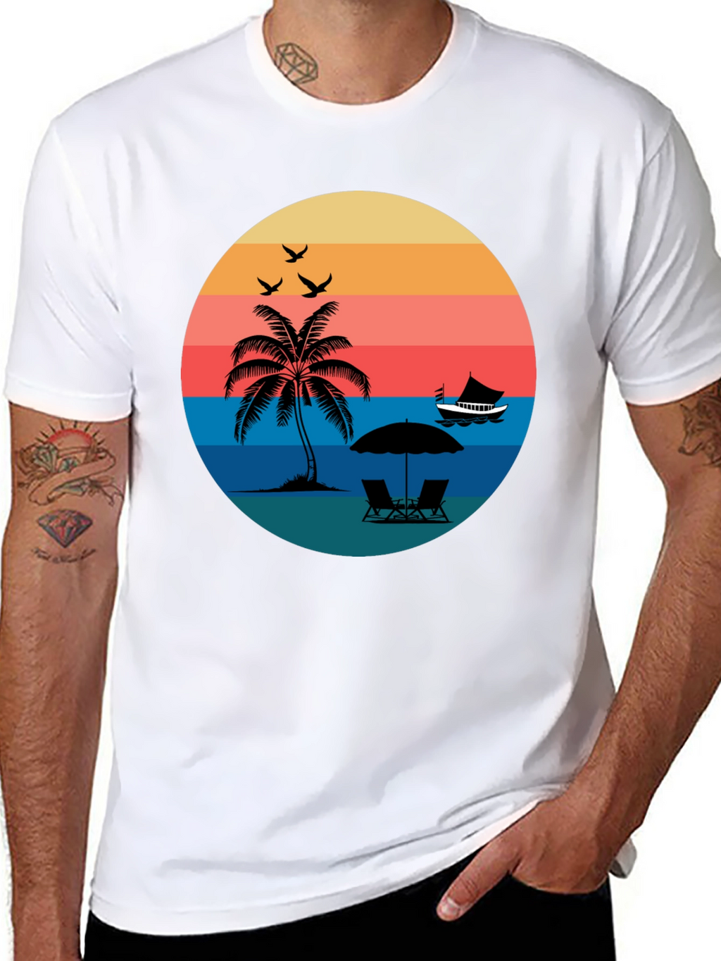 Retro Sunset Beach T-Shirt