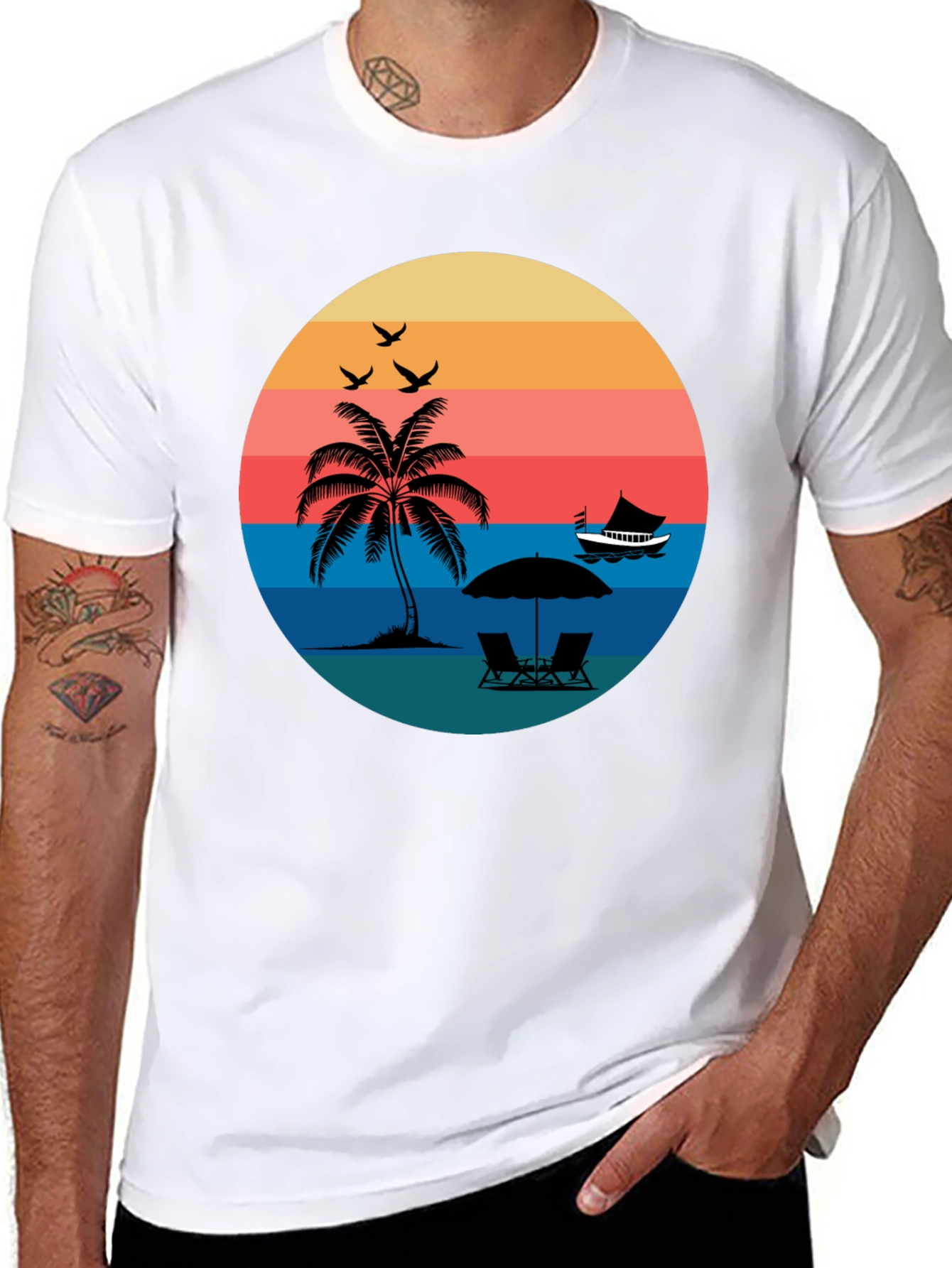 Retro Sunset Beach T-Shirt