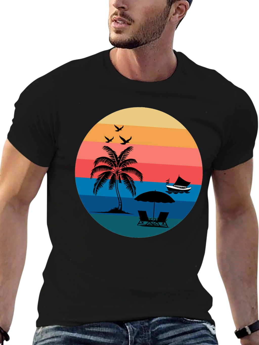 Retro Sunset Beach T-Shirt