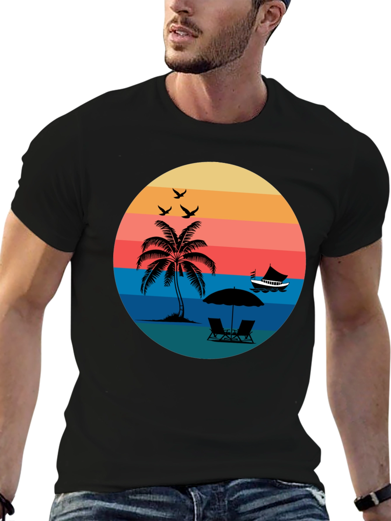Retro Sunset Beach T-Shirt
