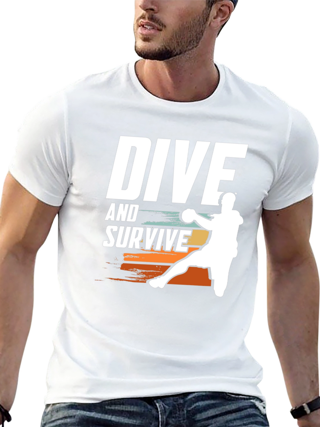 Dive and Survive Handball Player Graphic T-Shirt