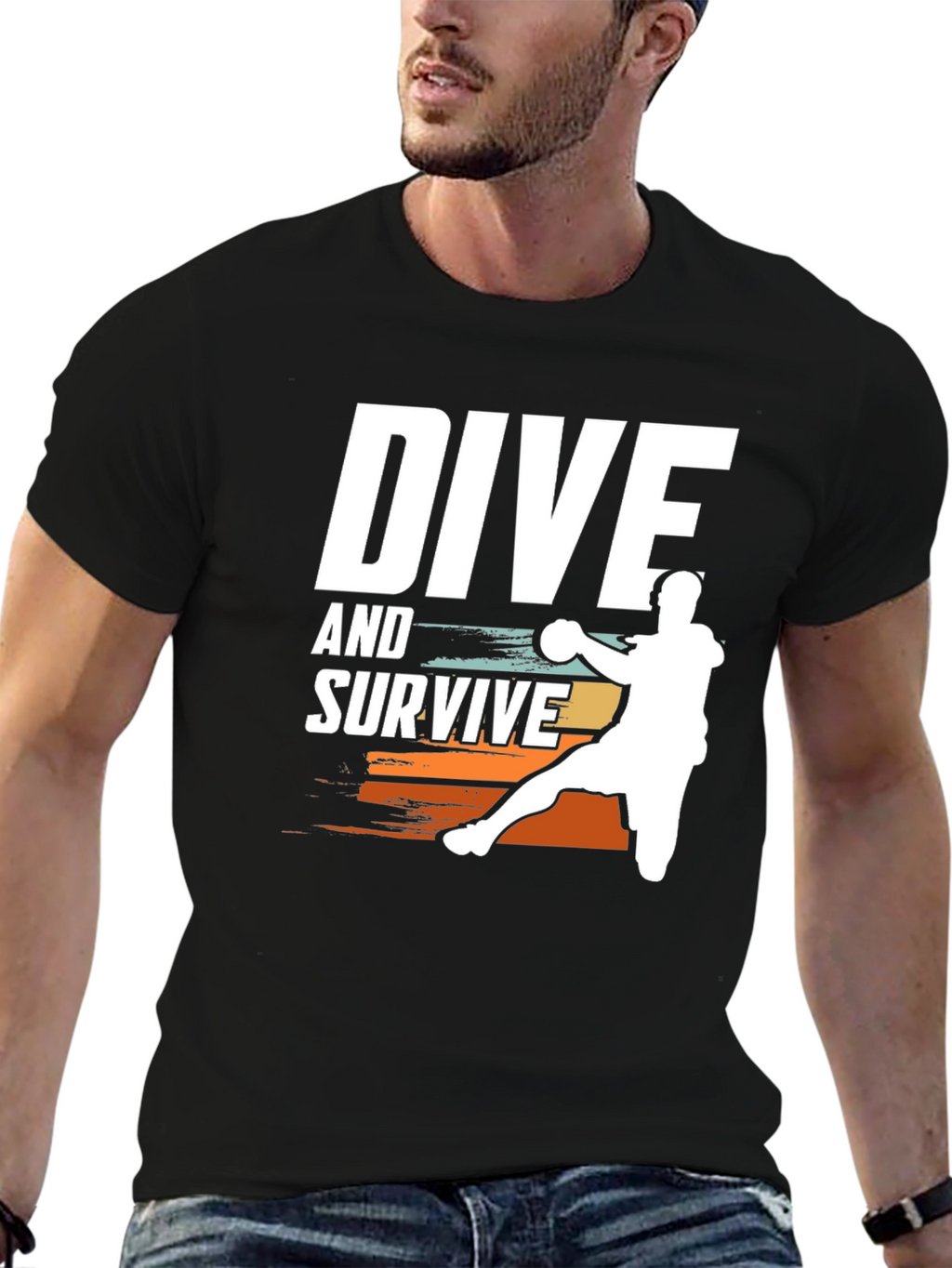 Dive and Survive Handball Player Graphic T-Shirt