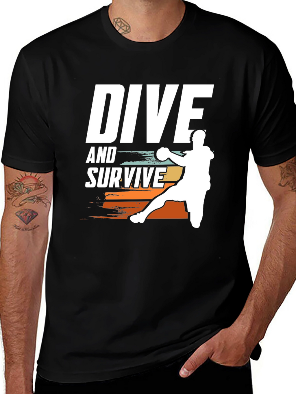Dive and Survive Handball Player Graphic T-Shirt