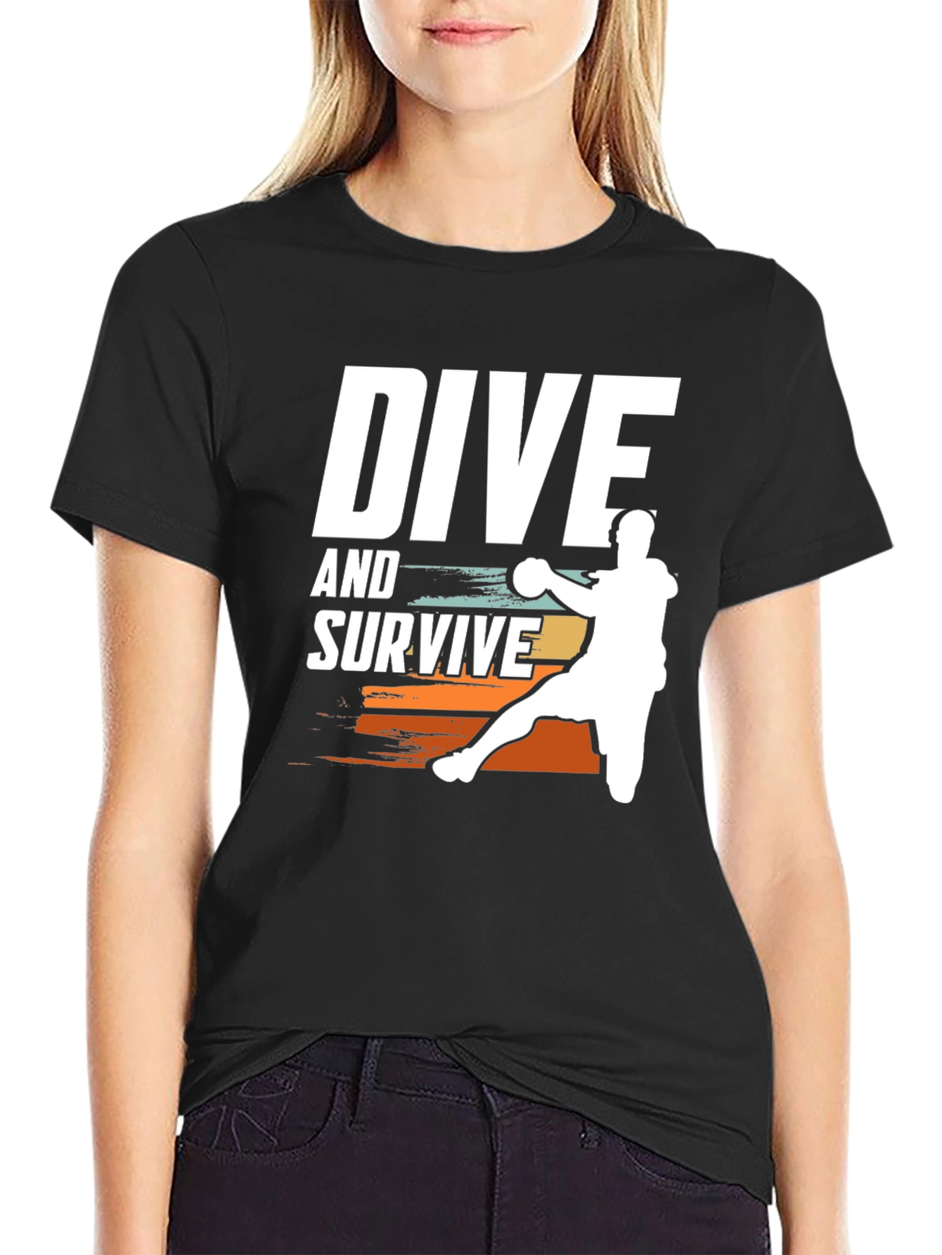 Dive and Survive Handball Player Graphic T-Shirt