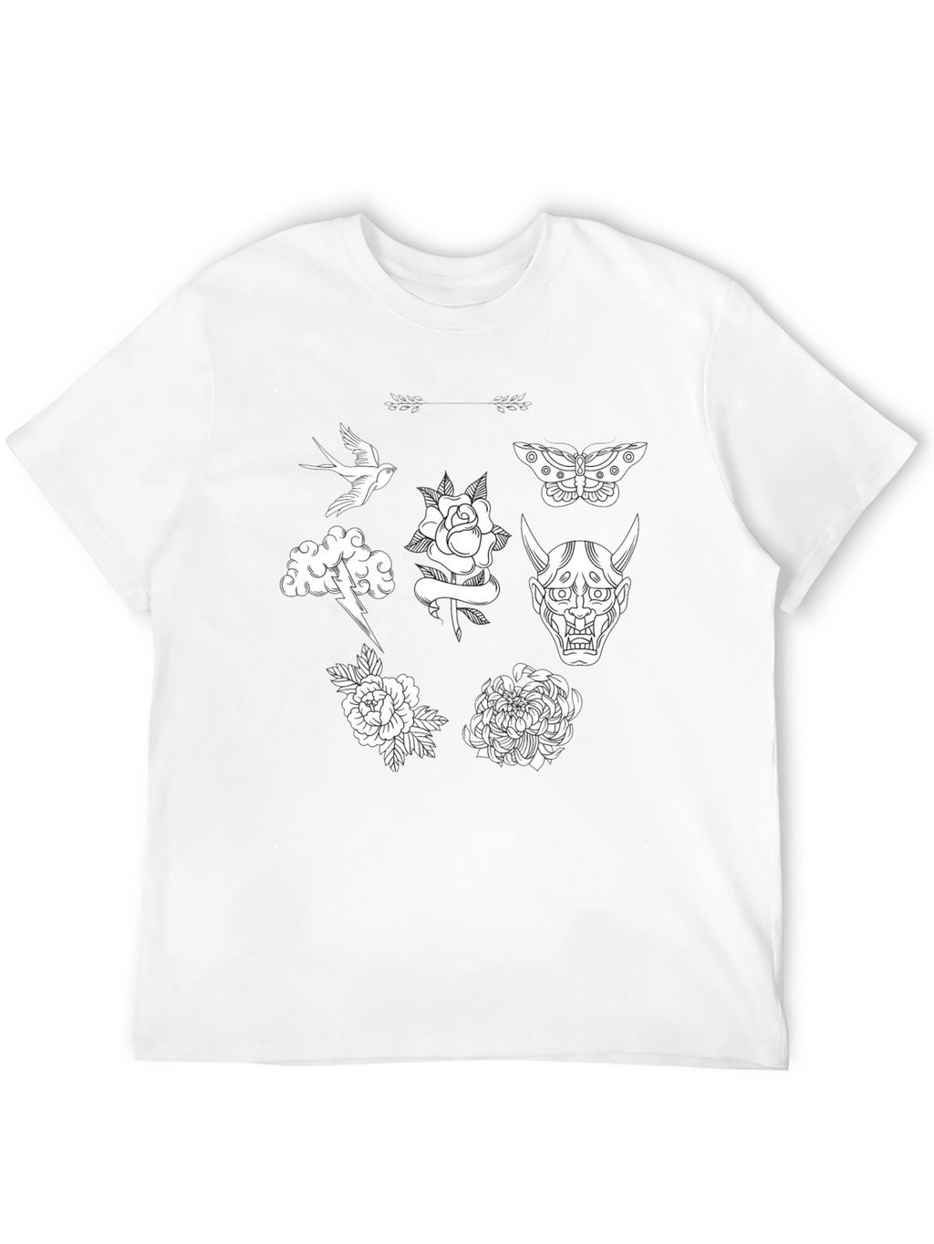 Black Graphic Tee with Tattoo Art