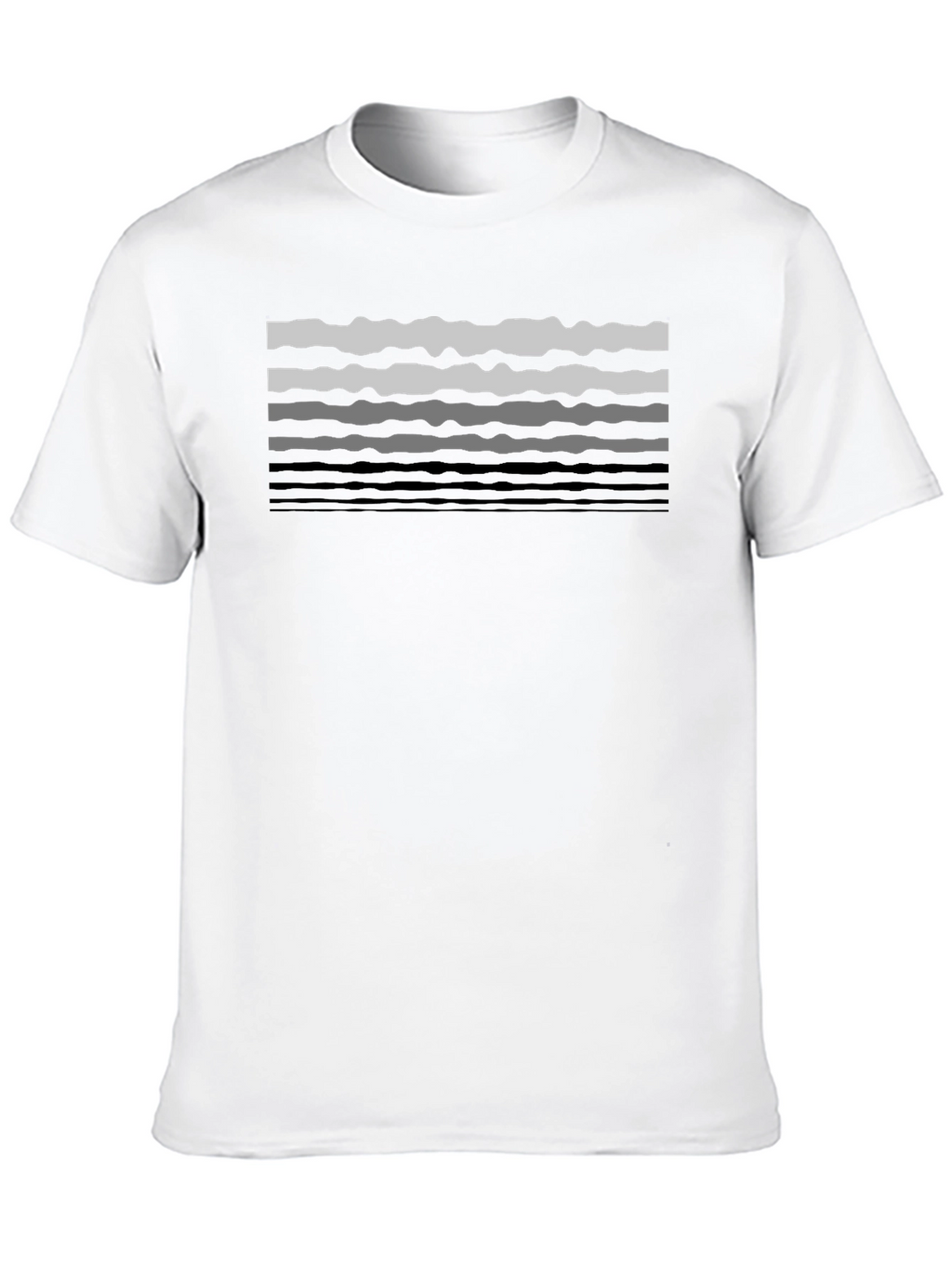 Wavy Lines Graphic Tee - Black Cotton Casual T-Shirt