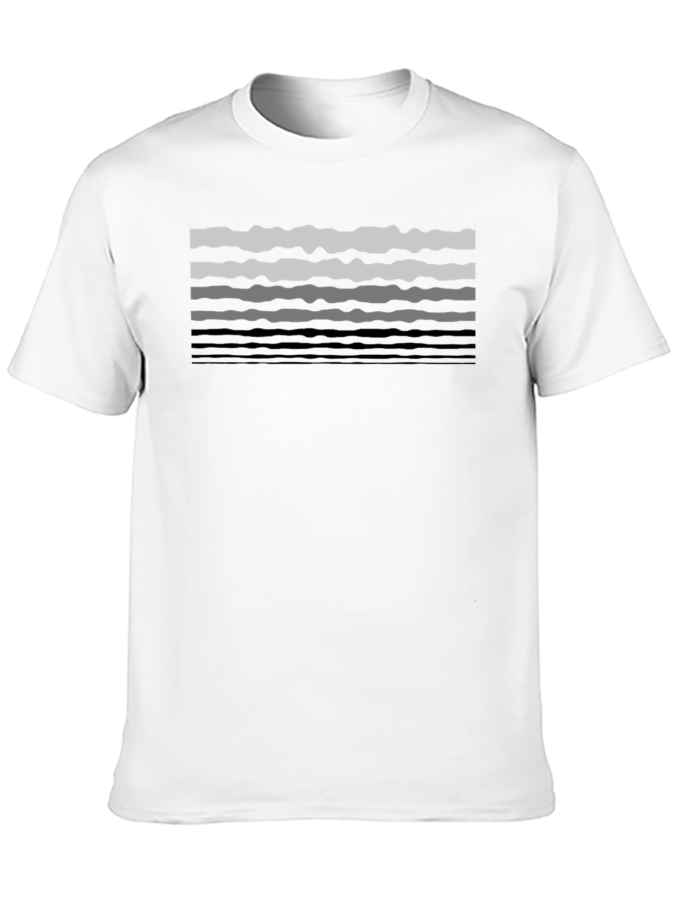 Wavy Lines Graphic Tee - Black Cotton Casual T-Shirt