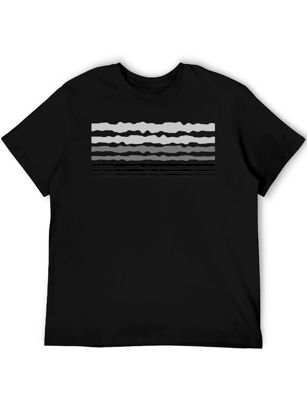 Wavy Lines Graphic Tee - Black Cotton Casual T-Shirt