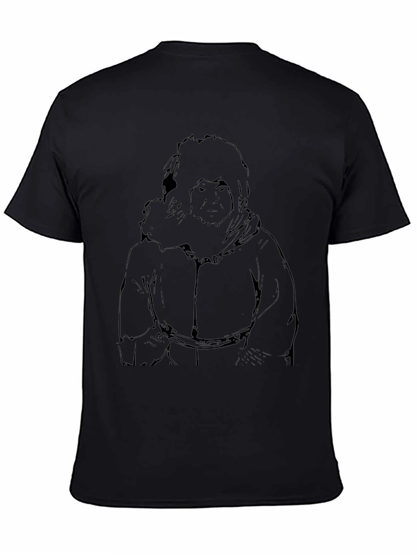Black T-Shirt with Illustrated Eskimo Graphic