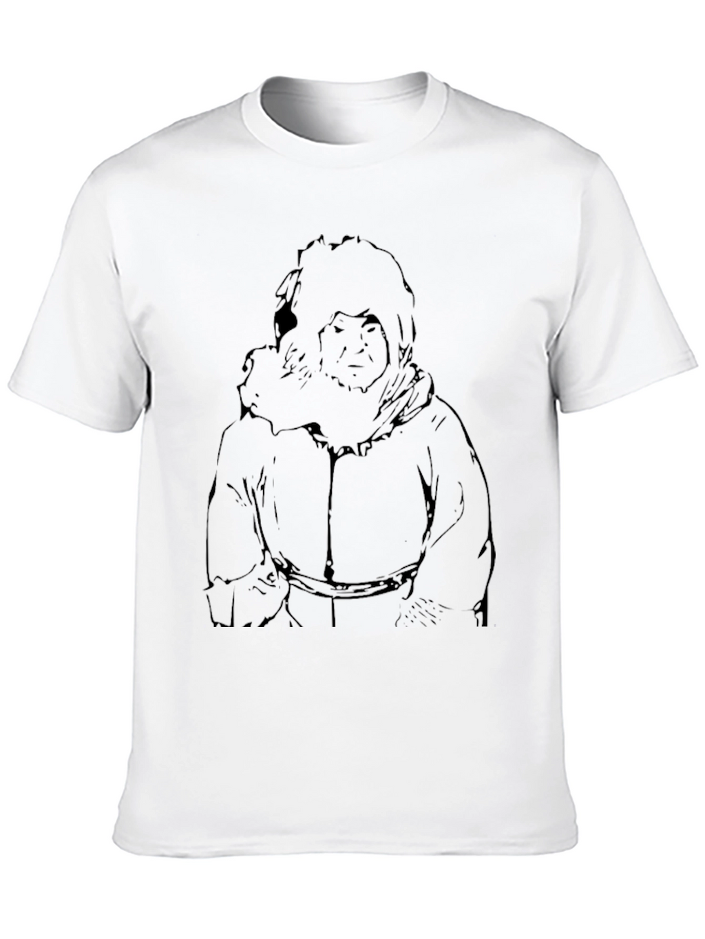 Black T-Shirt with Illustrated Eskimo Graphic