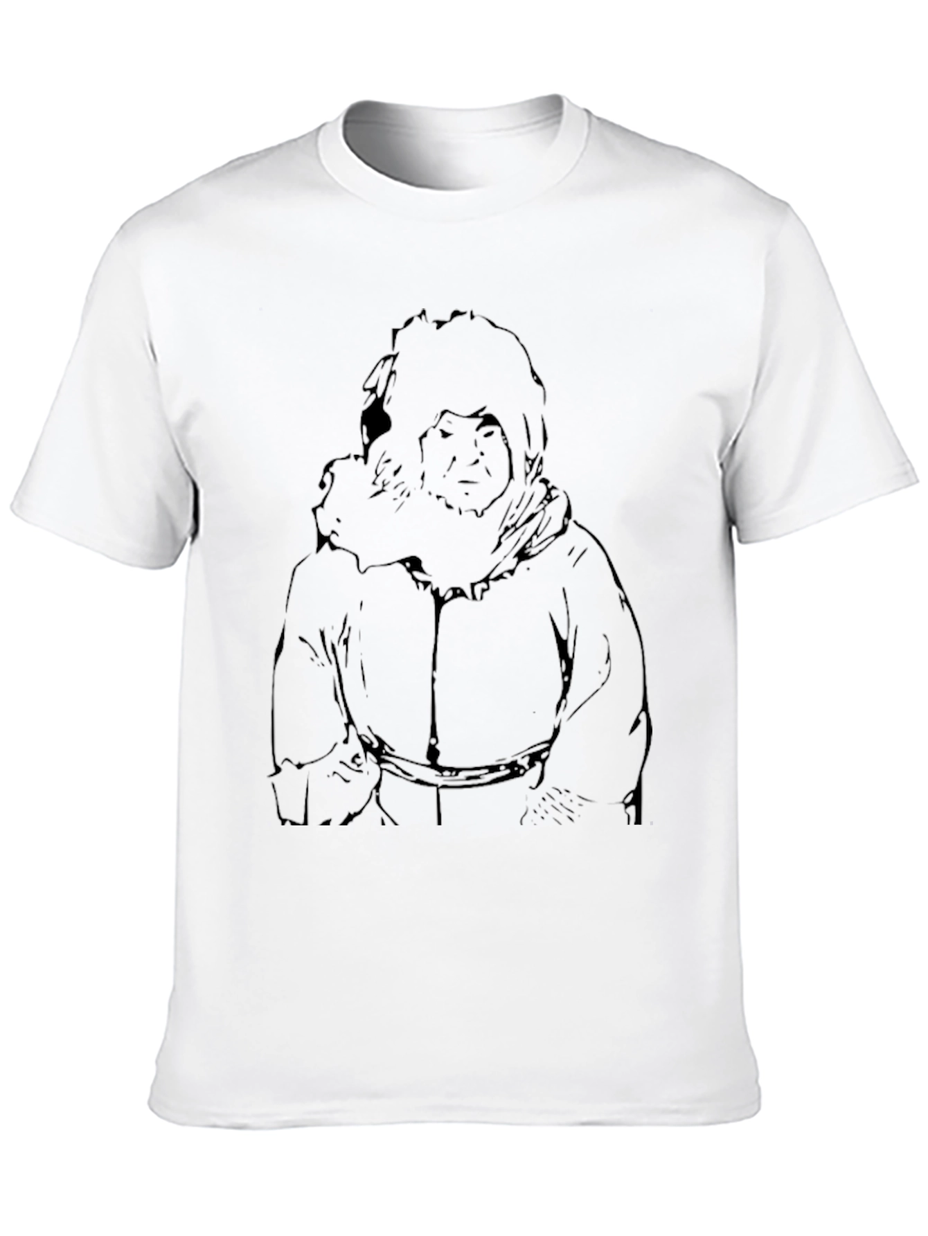 Black T-Shirt with Illustrated Eskimo Graphic