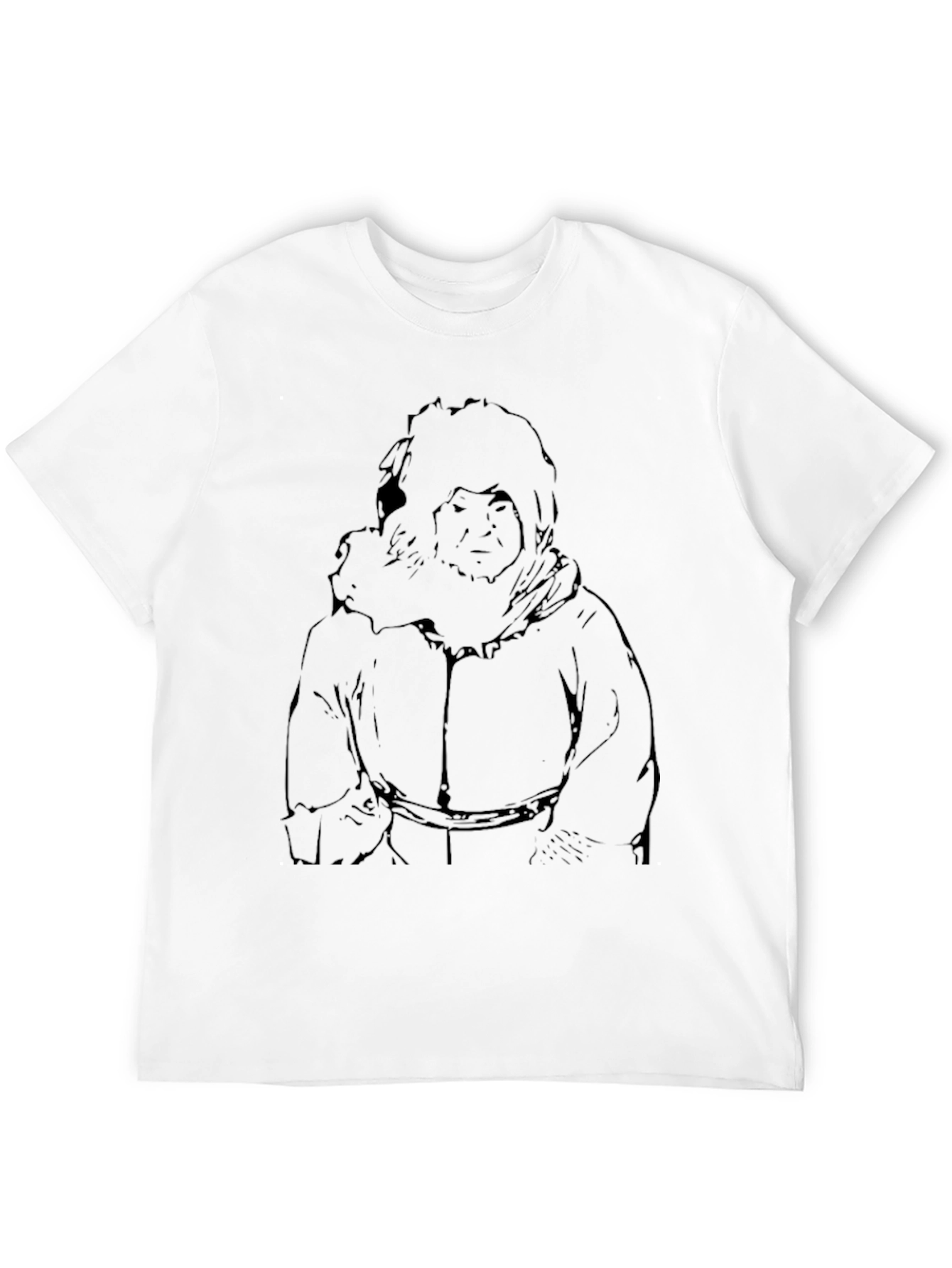 Black T-Shirt with Illustrated Eskimo Graphic