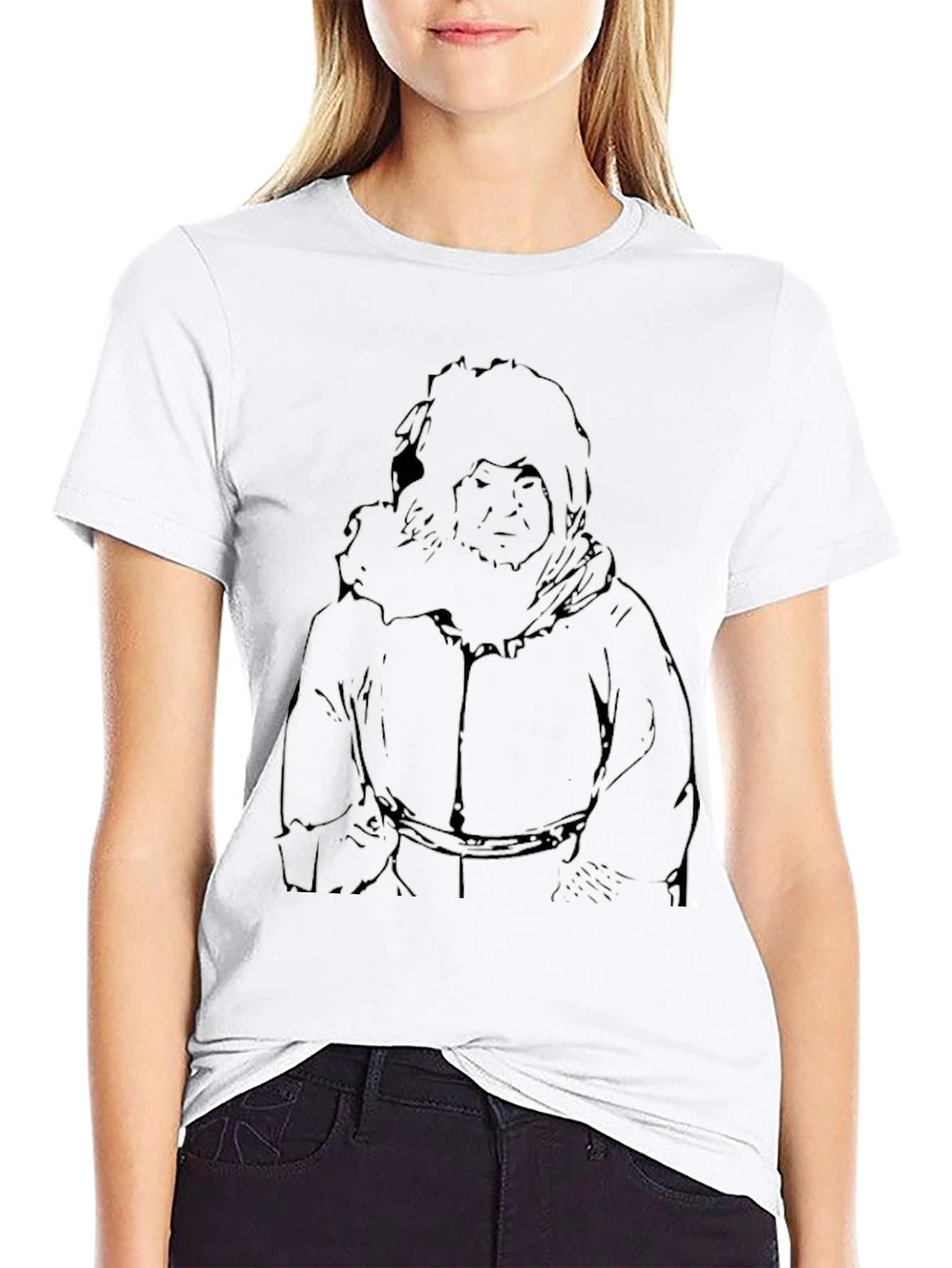 Black T-Shirt with Illustrated Eskimo Graphic