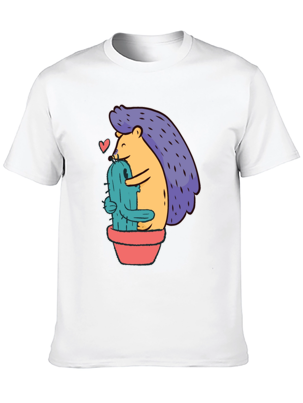 Cute Hedgehog Hugging Cactus Graphic Tee - Unisex